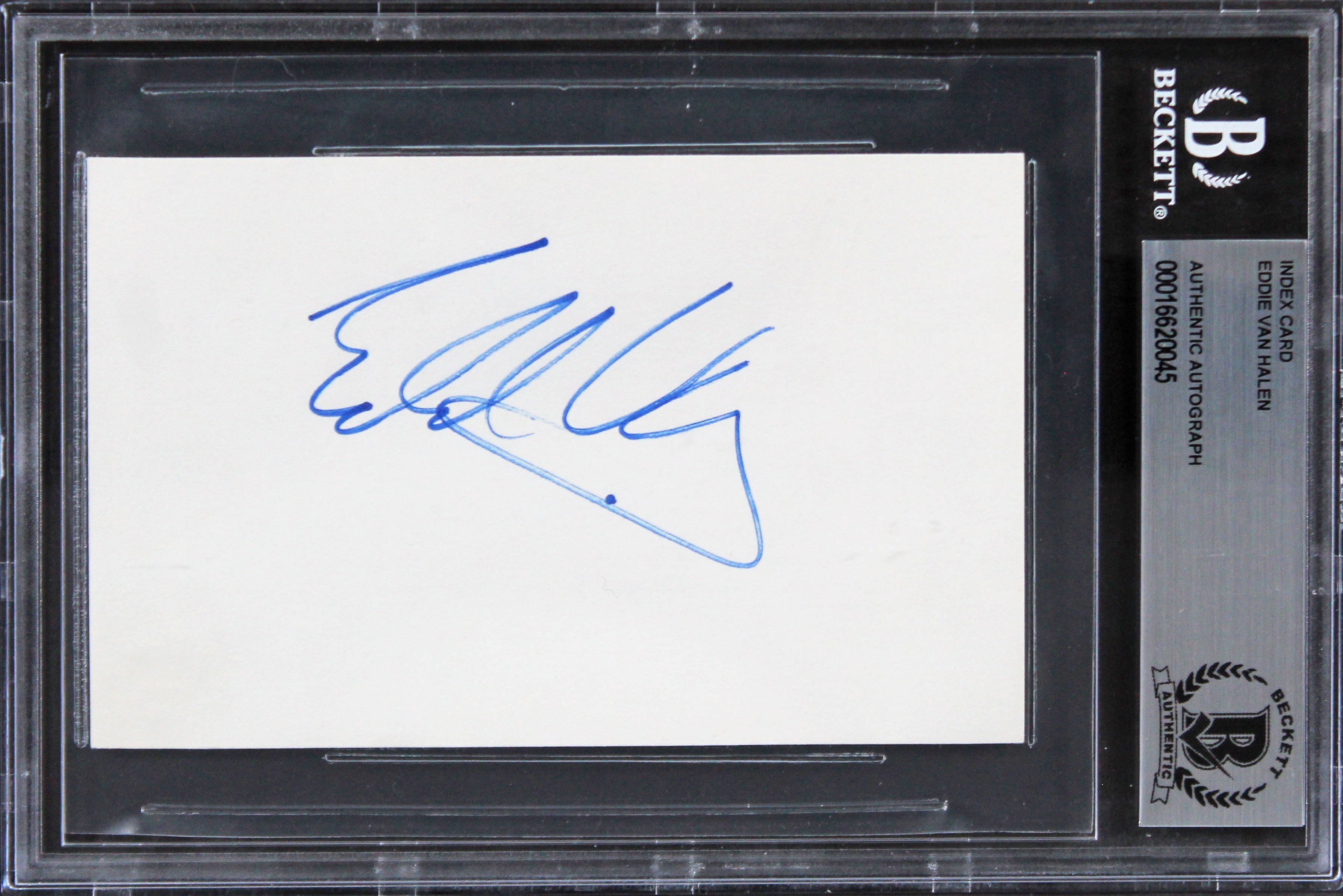 Eddie Van Halen Van Halen Authentic Signed 3x5 Index Card BAS Slabbed