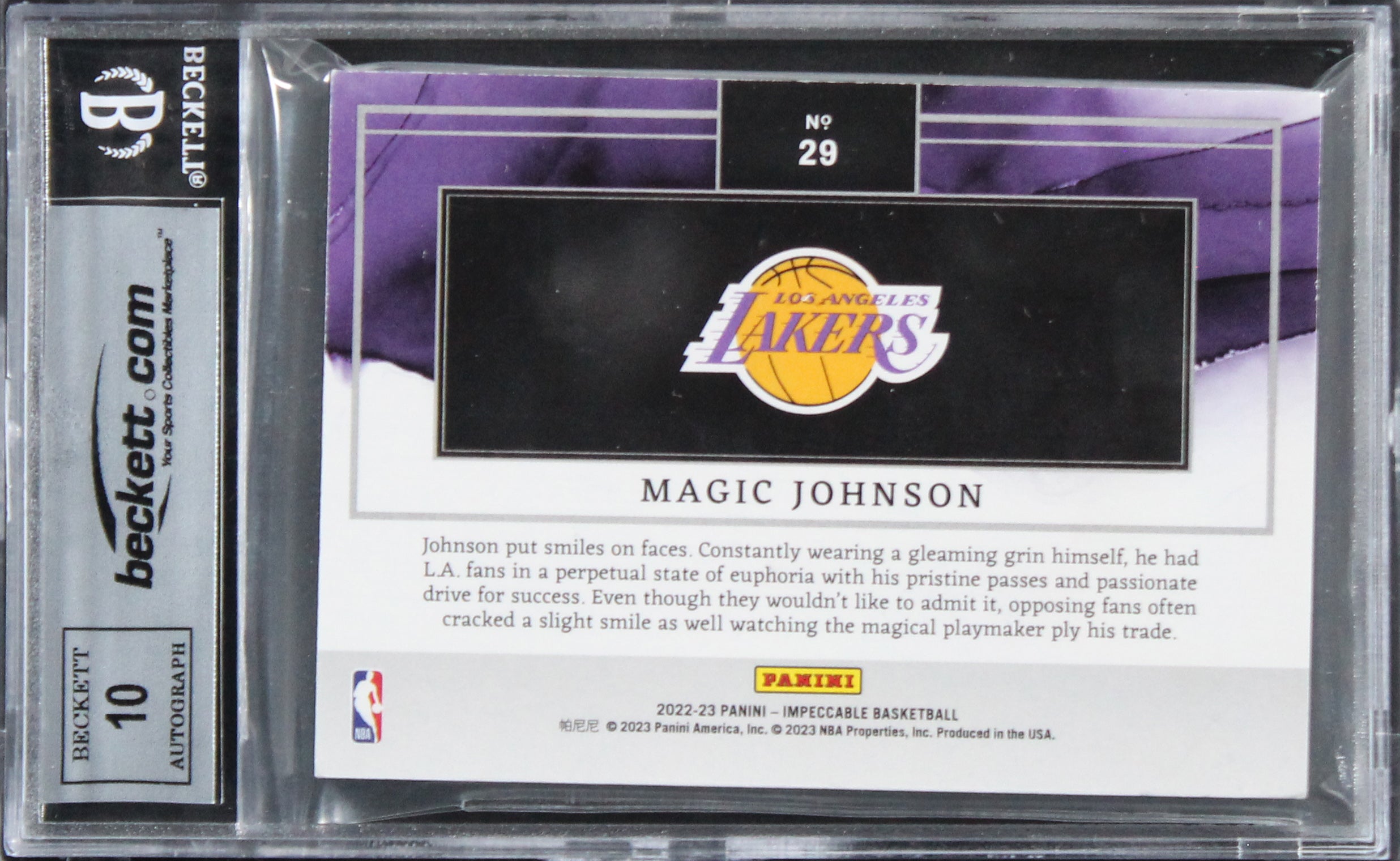 Magic Johnson "HOF" Signed 2022 Panini Silver HG #29 #6/10 Card Auto 10 BAS Slab