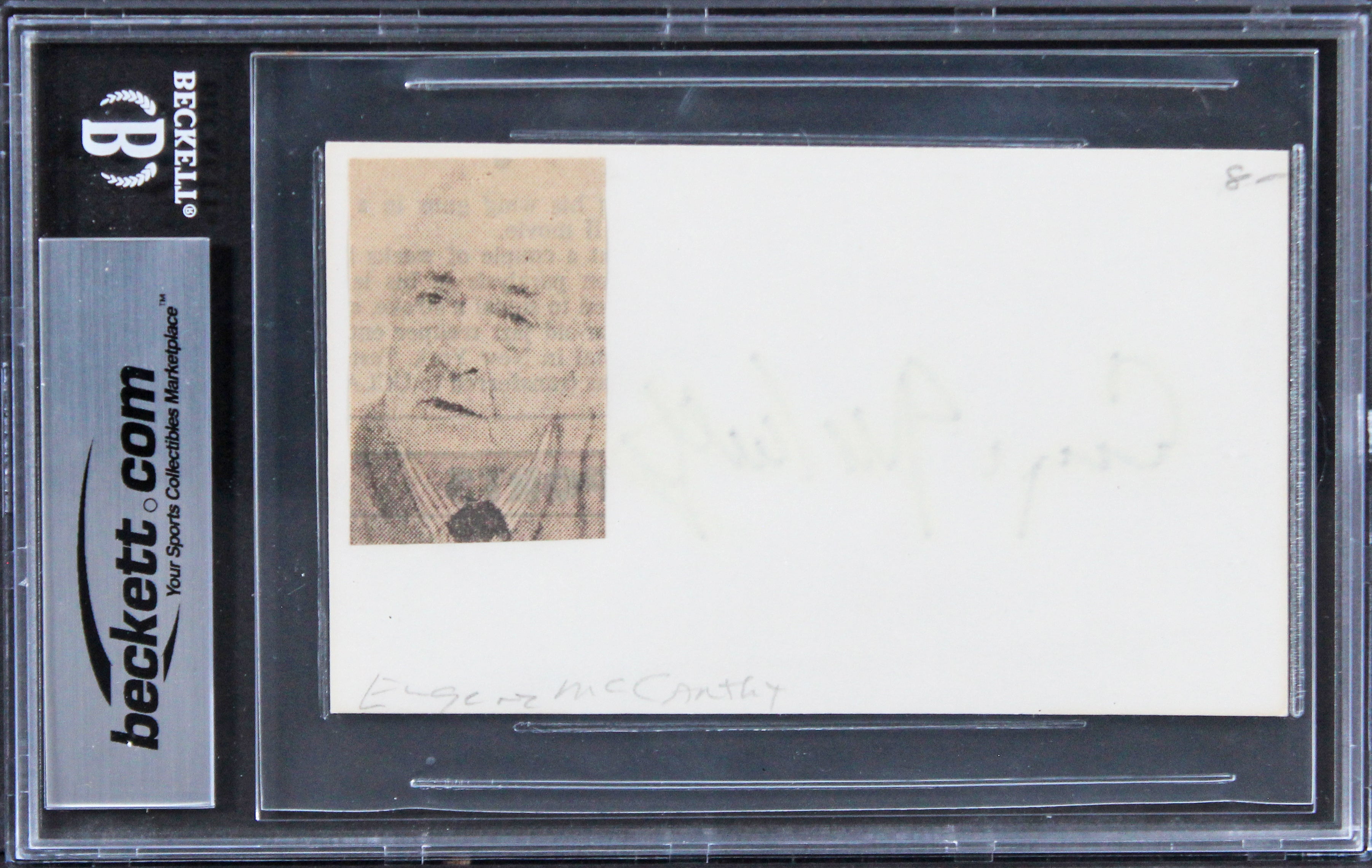 Eugene McCarthy Where Eagles Dare Authentic Signed 3x5 Index Card BAS Slabbed