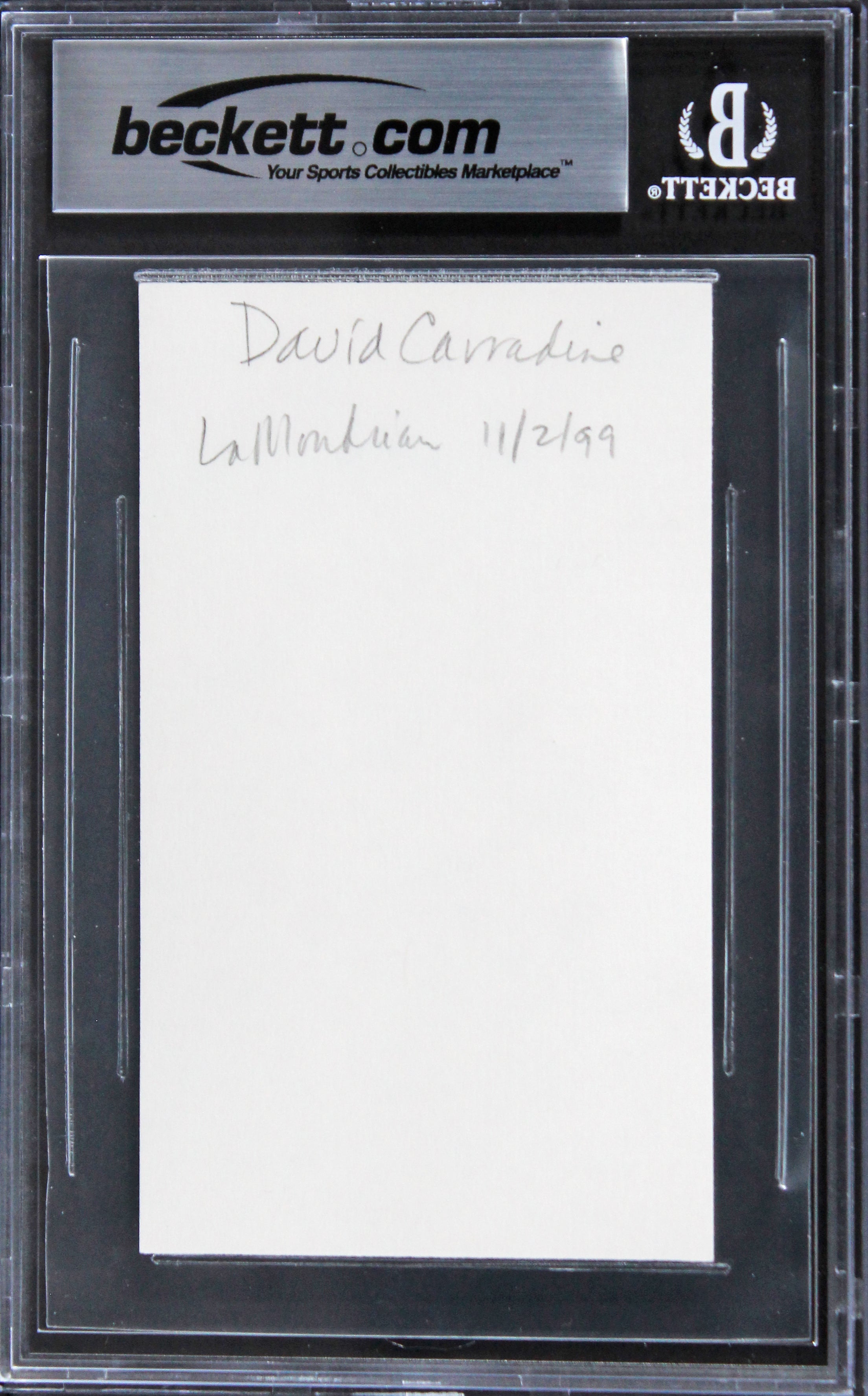 David Carradine Kill Bill Vol 2 Authentic Signed 3x5 Index Card BAS Slabbed 1