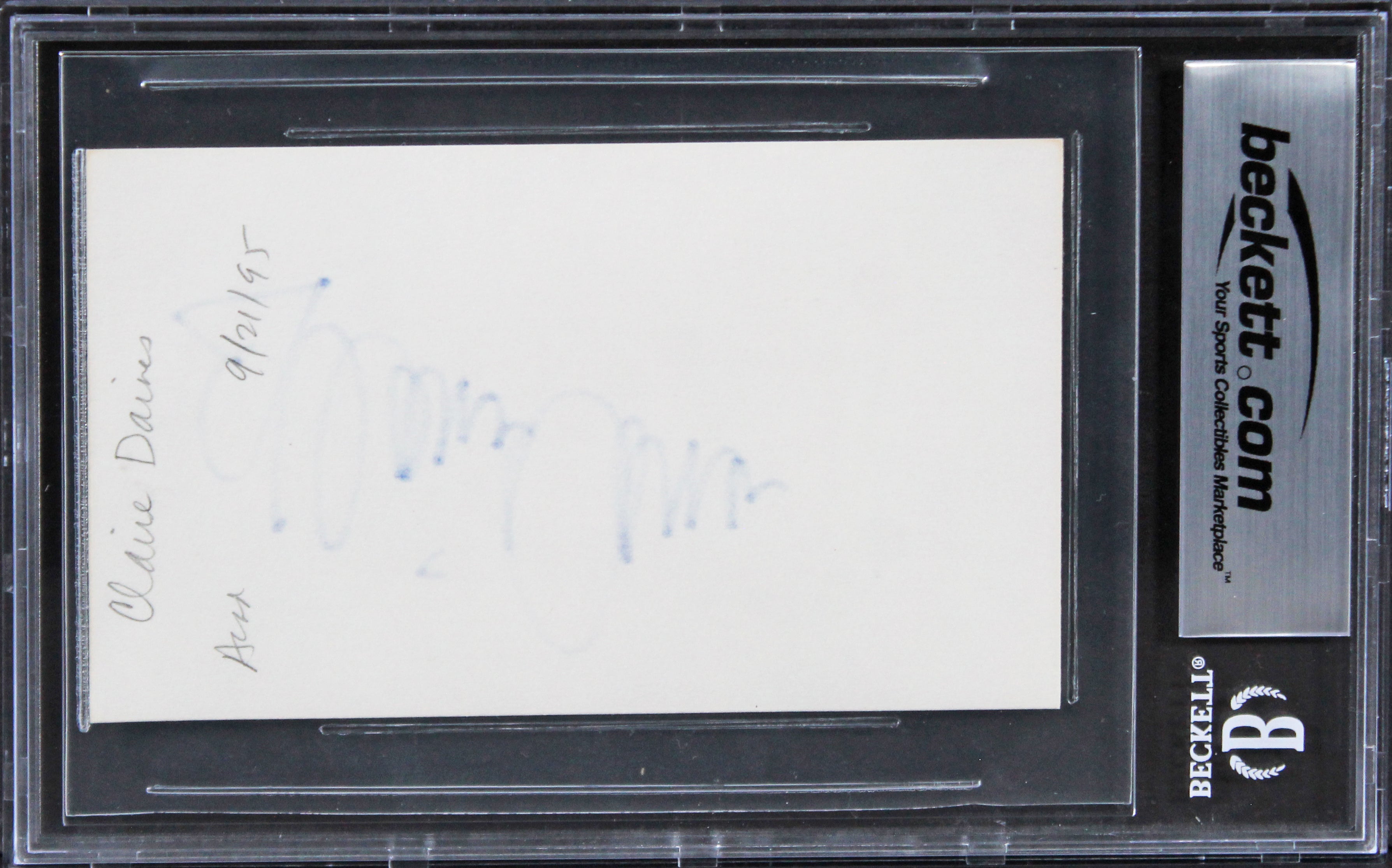 Claire Danes My So-Called Life Authentic Signed 3x5 Index Card BAS Slabbed
