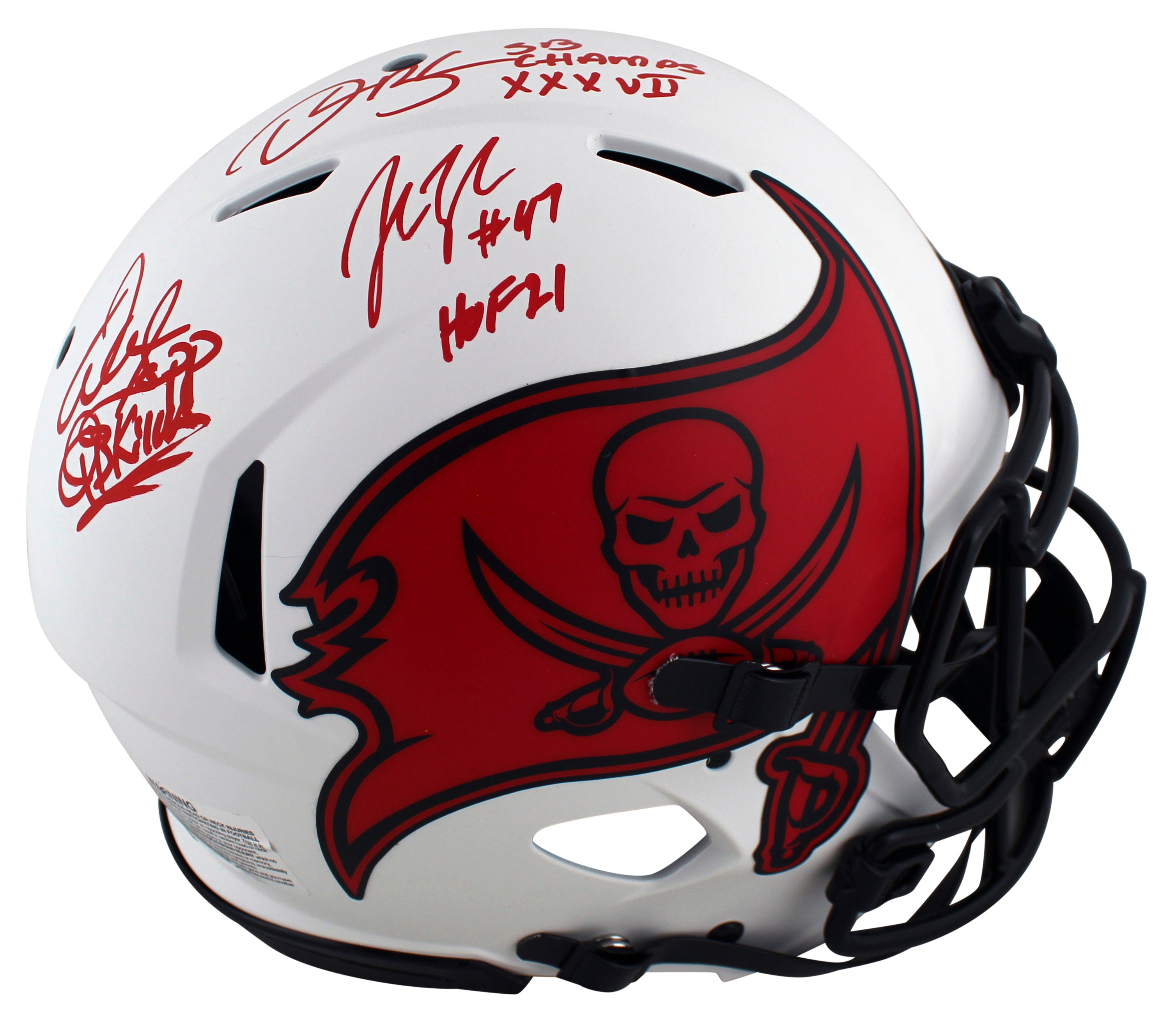 Buccaneers (3) Sapp, Brooks & Lynch Signed Lunar F/S Speed Proline Helmet BAS