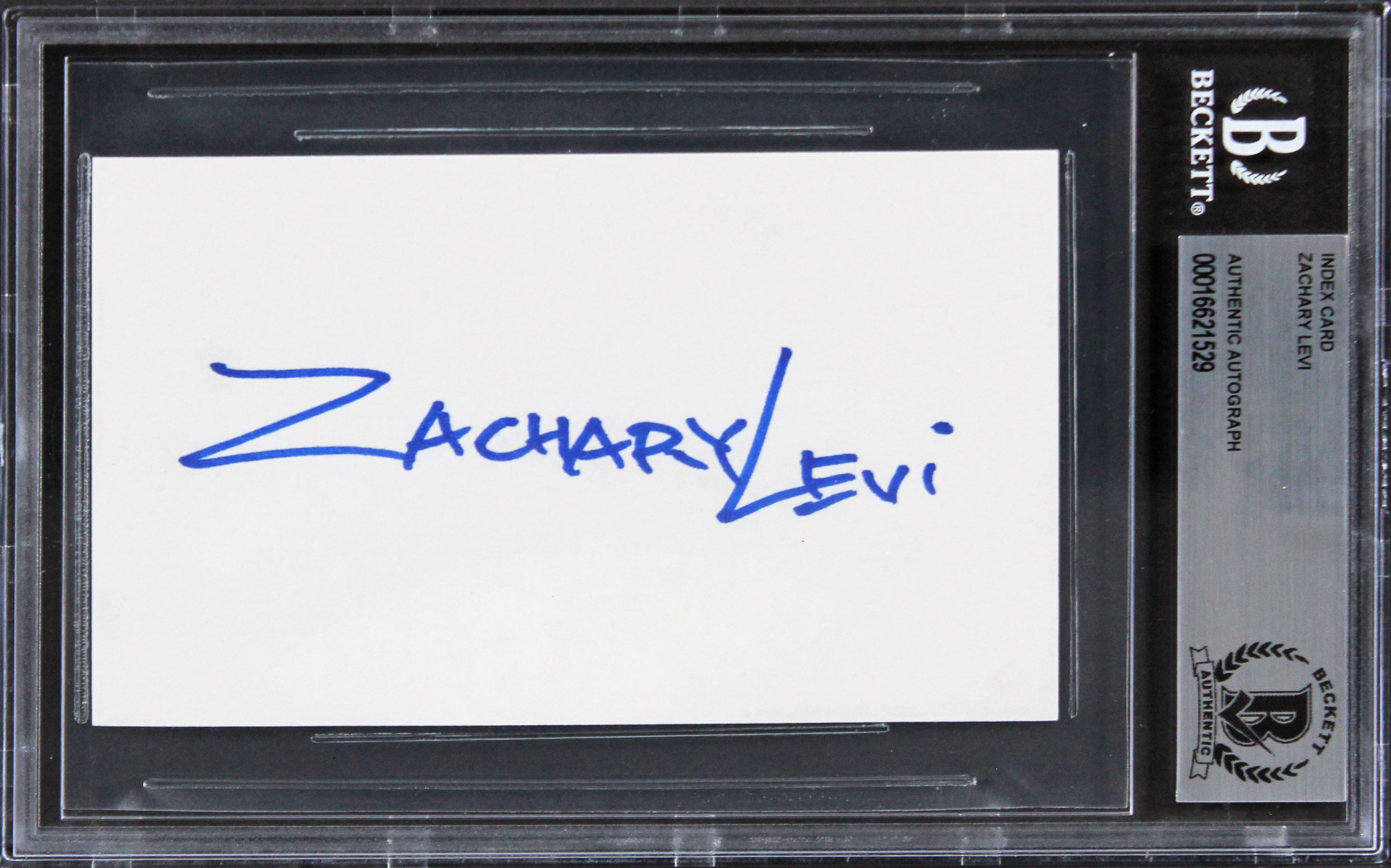 Zachary Levi Shazam! Authentic Signed 3x5 Index Card Autographed BAS Slabbed
