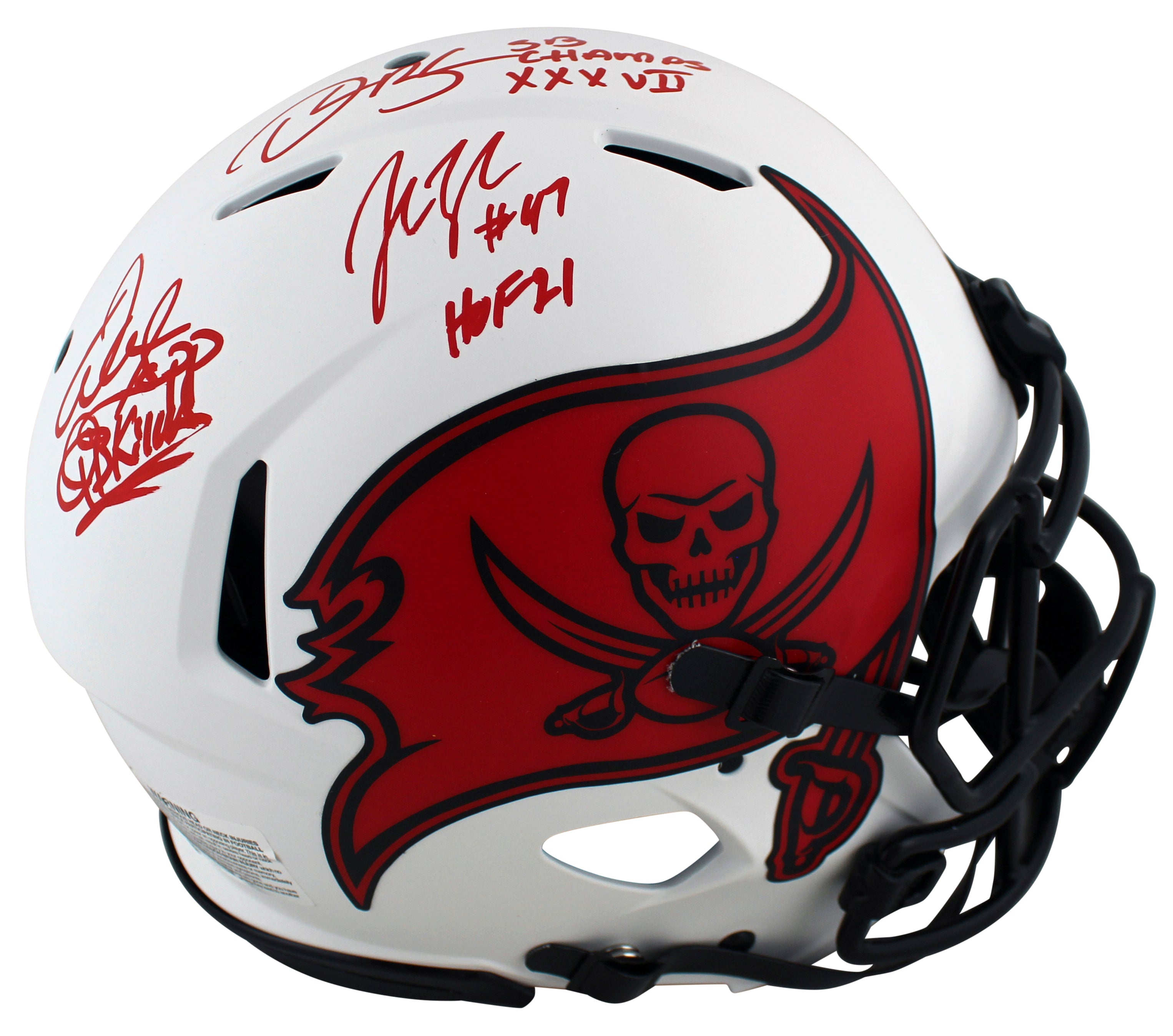Buccaneers (3) Sapp, Brooks & Lynch Signed Lunar F/S Speed Proline Helmet BAS