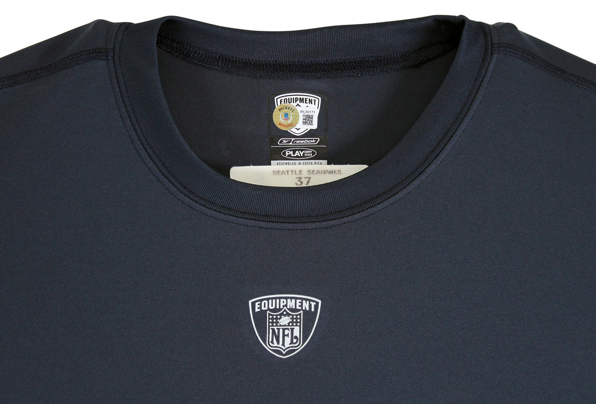 Seahawks Shaun Alexander "Game Used 2002" Signed Navy Reebok Shirt BAS Witnessed