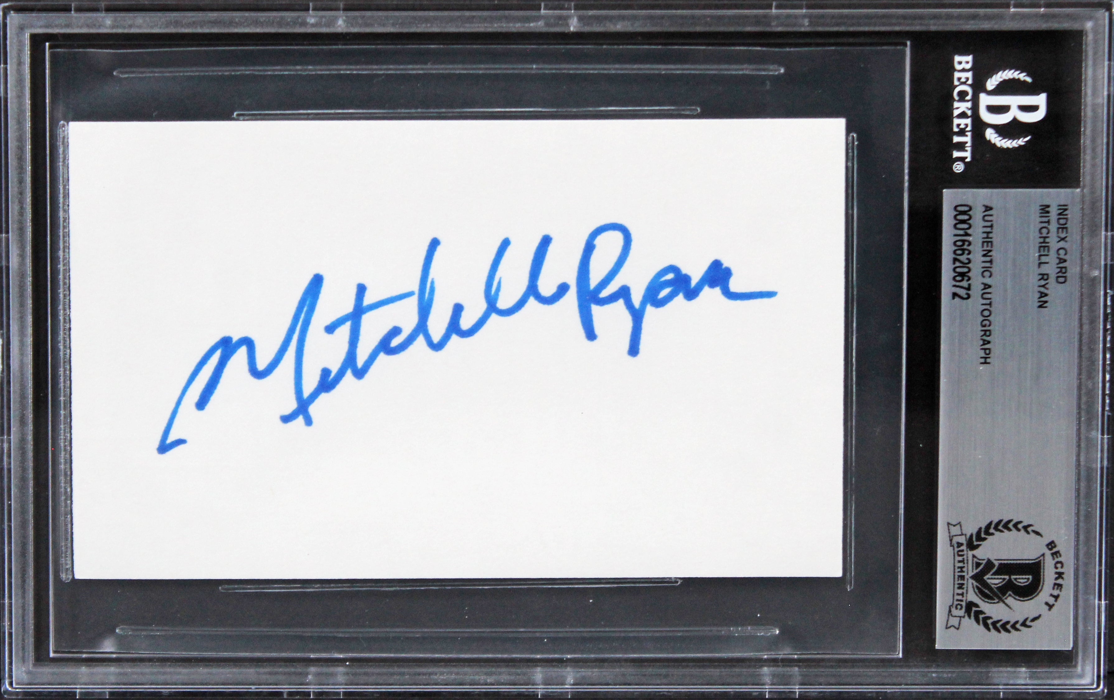 Mitchell Ryan Grosse Pointe Blank Authentic Signed 3x5 Index Card BAS Slabbed 1