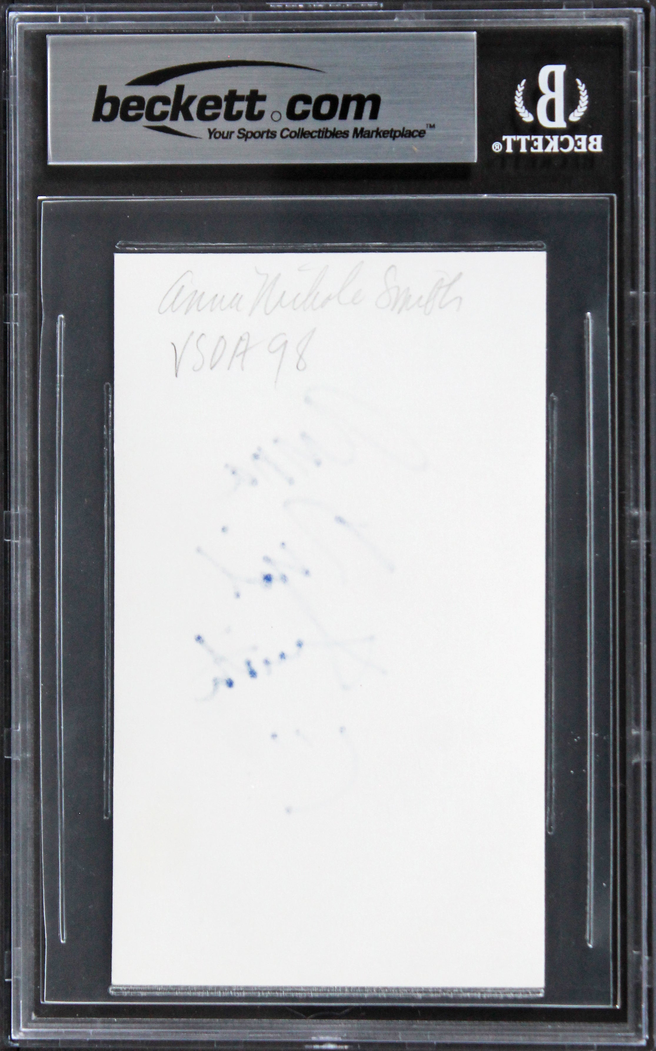 Anna Nicole Smith Playmate Signed 3x5 Index Card Auto Graded Gem 10 BAS Slab 1