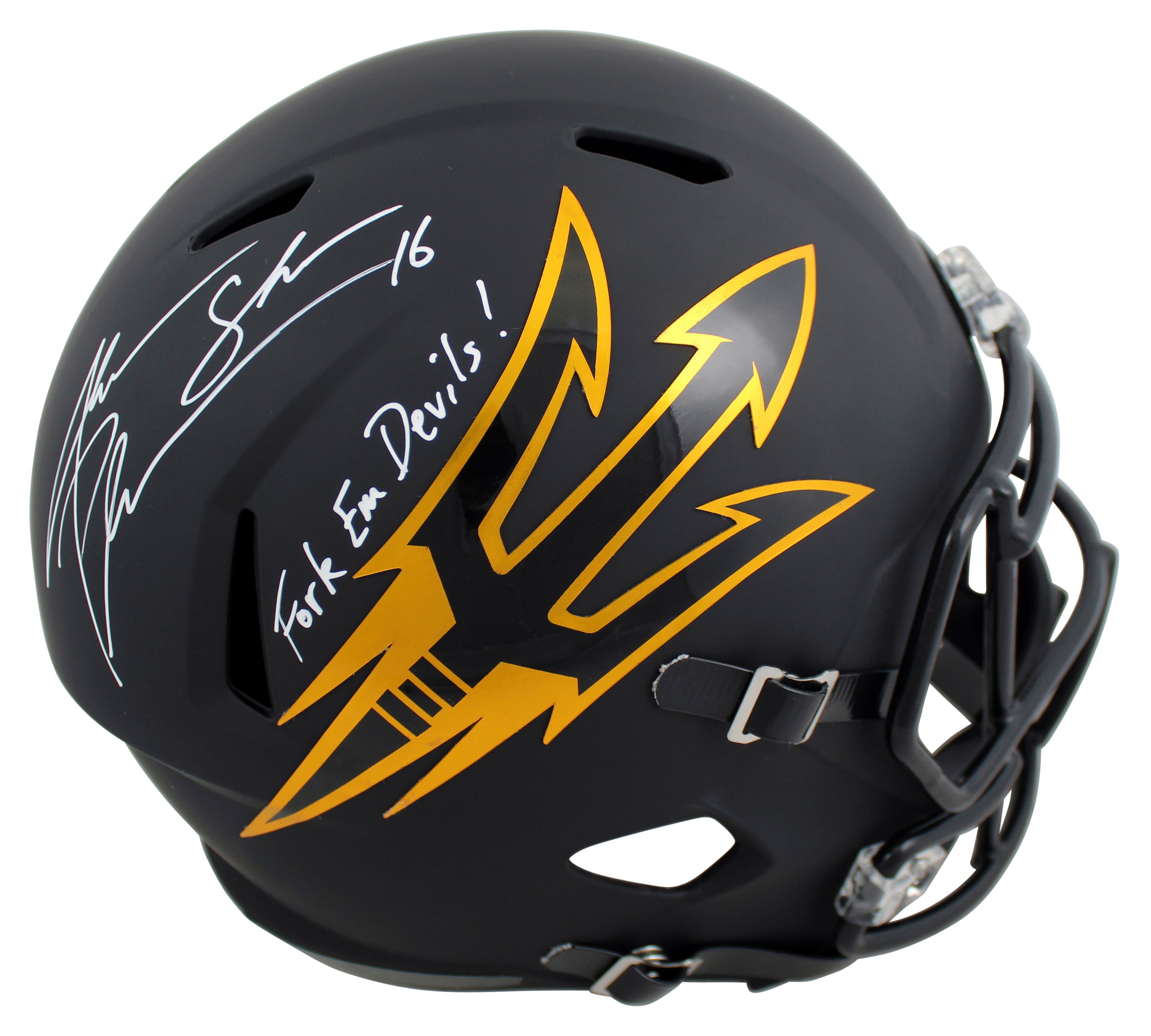 Arizona State Jake Plummer Signed Black Full Size Speed Rep Helmet BAS Witnessed