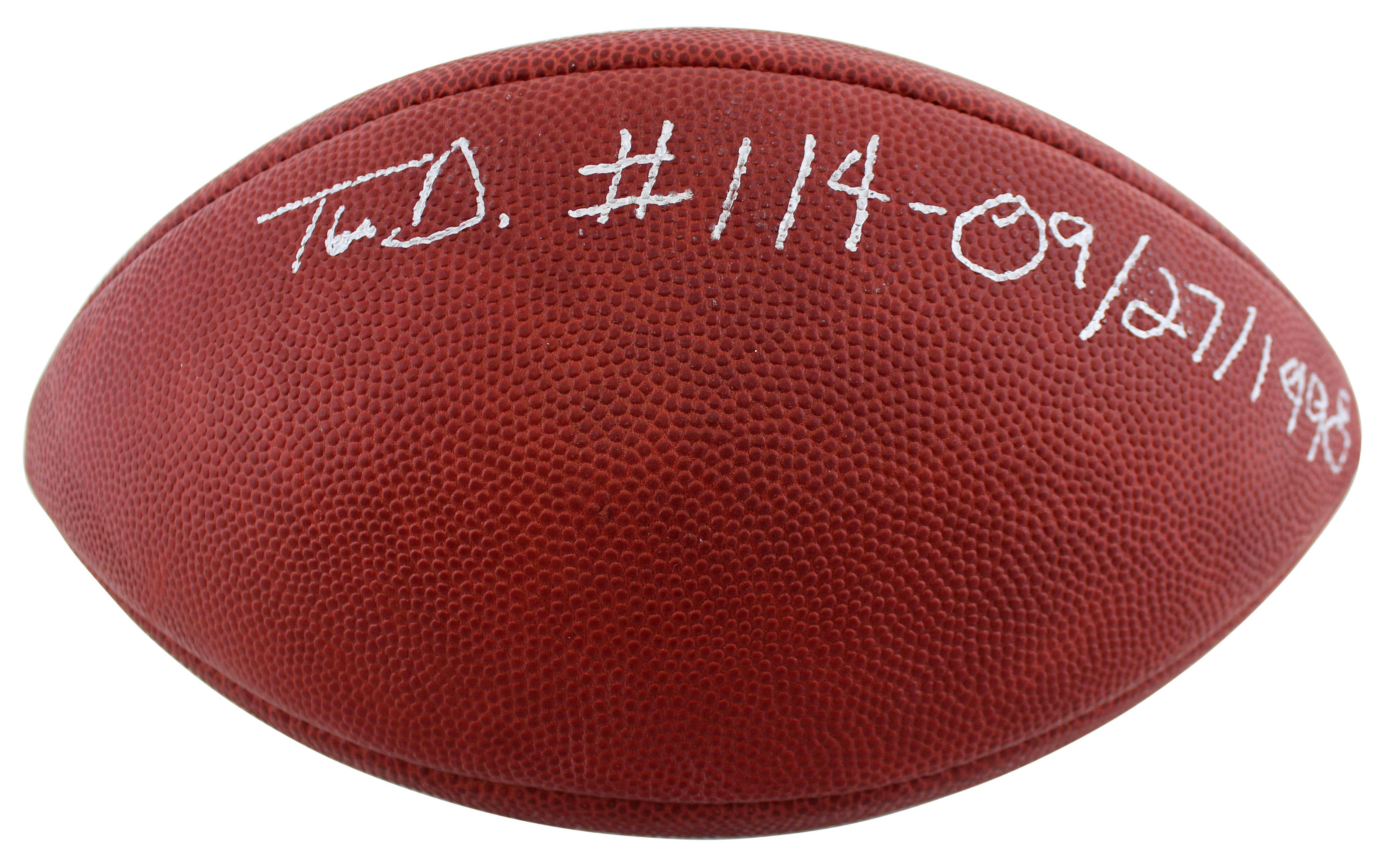 Cowboys Emmitt Smith "TD #114 - 09/27/1998" Signed GU Football BAS & Prova LOA