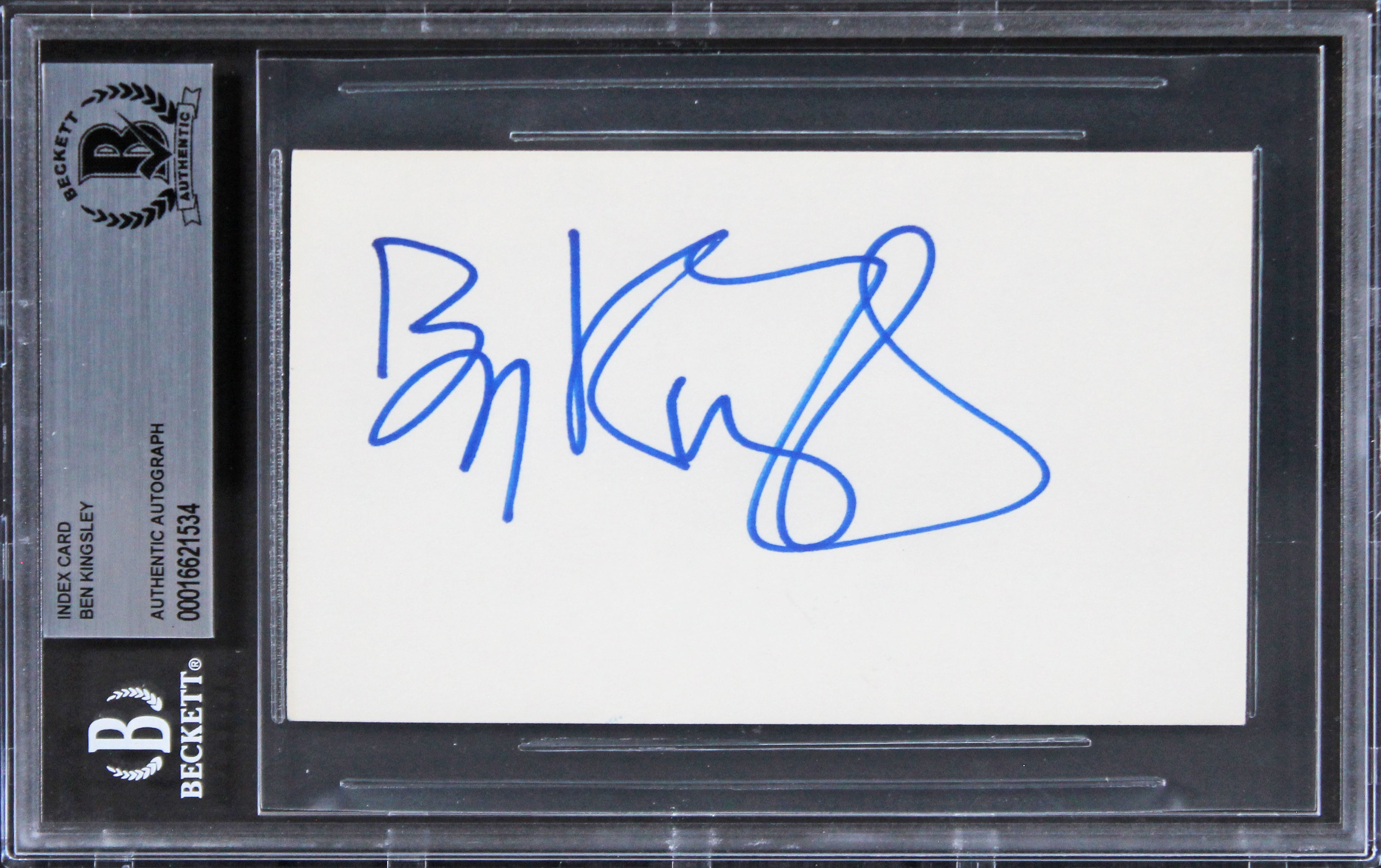 Ben Kingsley Schindler's List Authentic Signed 3x5 Index Card BAS Slabbed 3