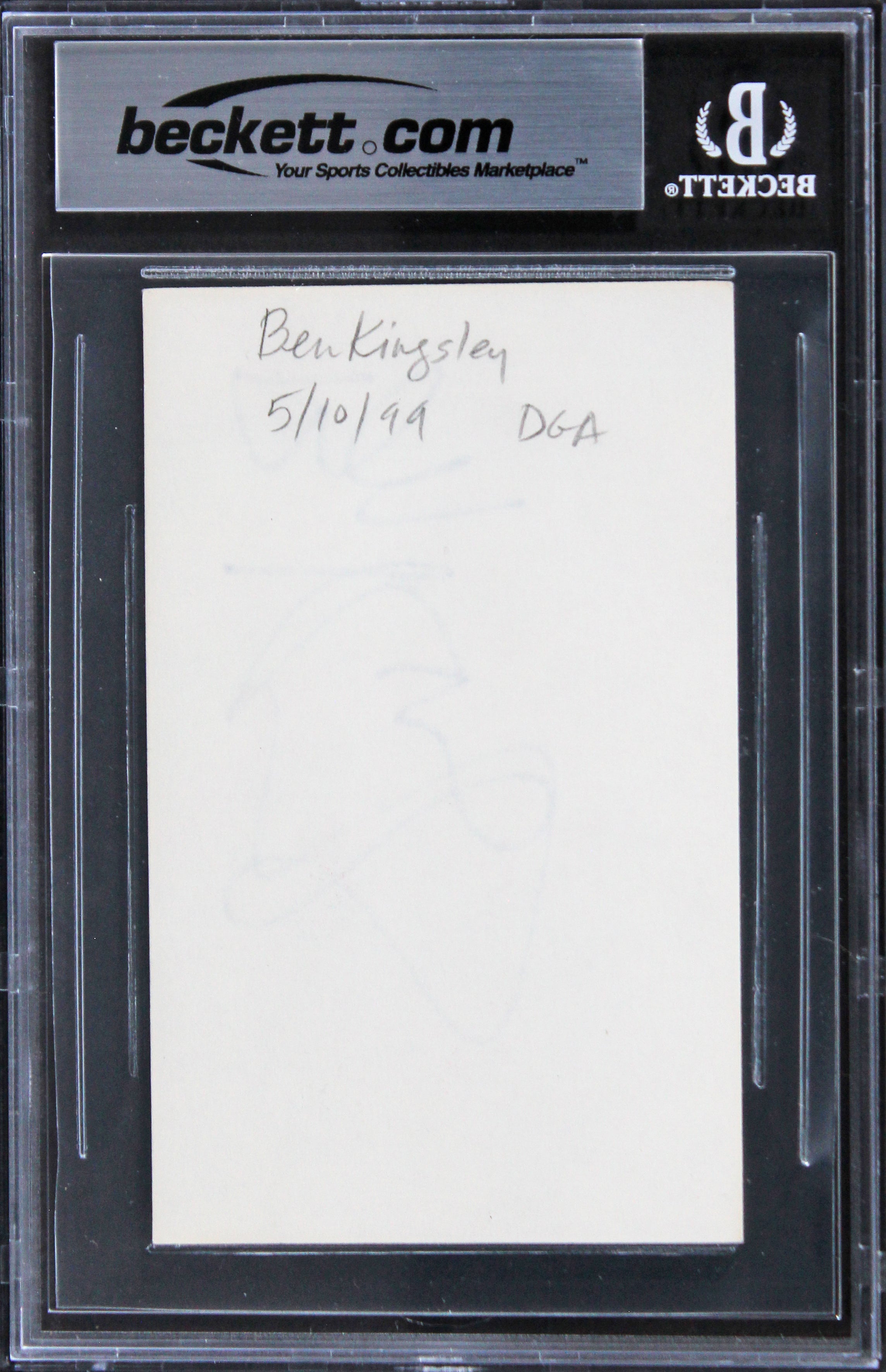Ben Kingsley Schindler's List Authentic Signed 3x5 Index Card BAS Slabbed 3