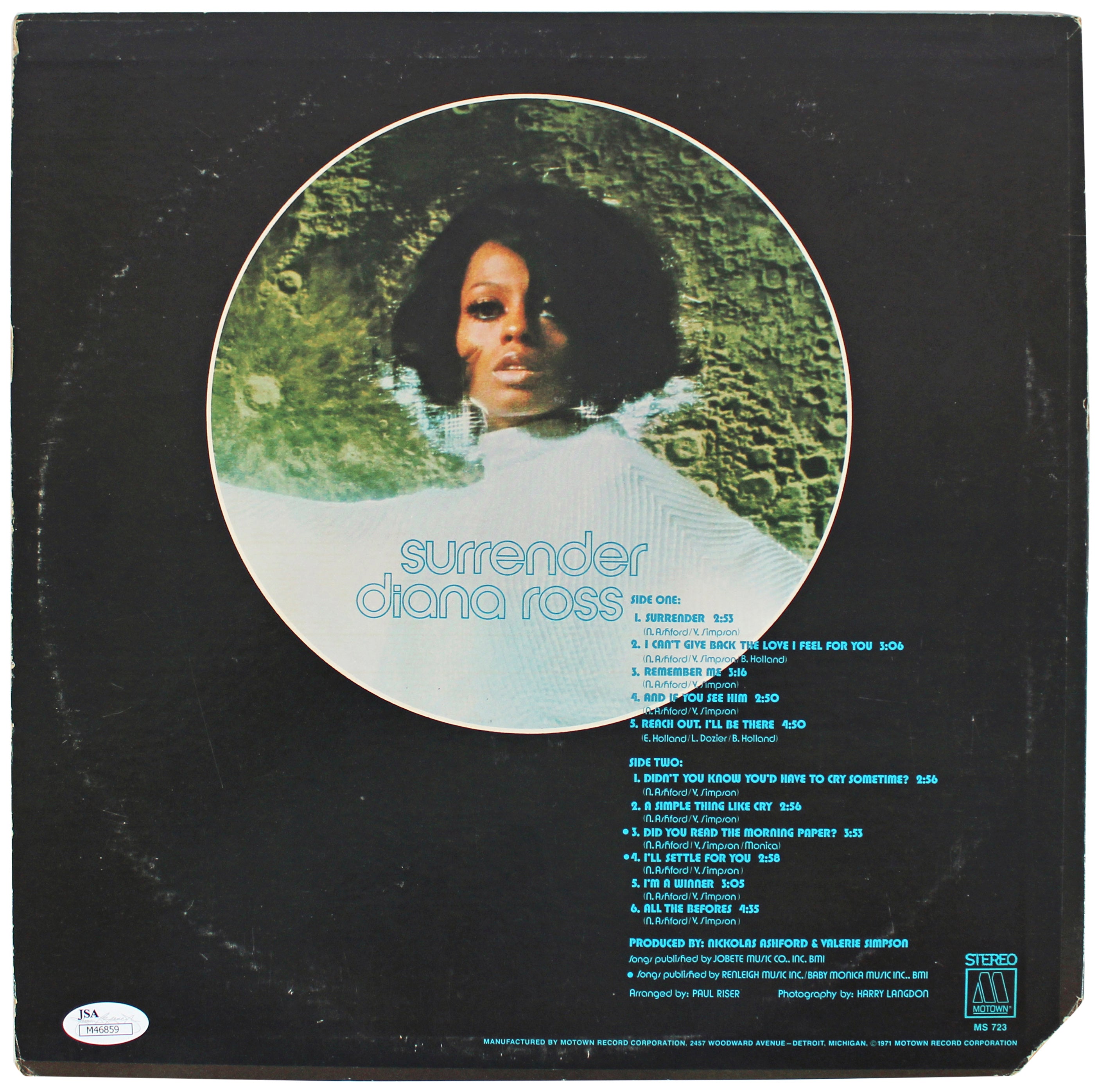 Diana Ross Authentic Signed Surrender Album Cover W/ Vinyl JSA #M46859