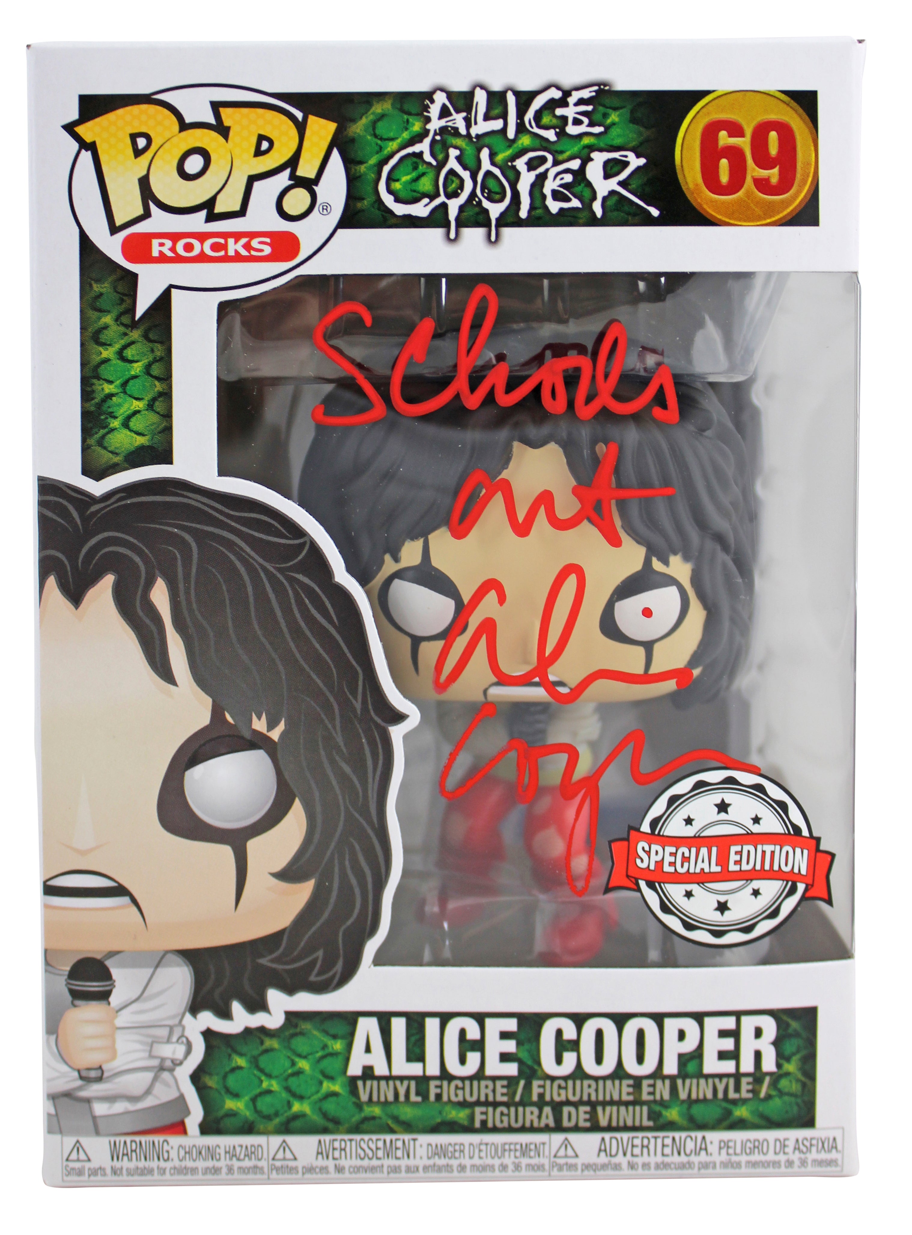 Alice Cooper "Schools Out" Signed #69 Funko Pop Vinyl Figure w/ Red Sig BAS Wit