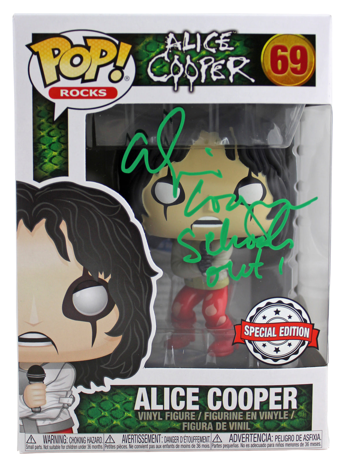 Alice Cooper Schools Out Signed #69 Funko Pop Vinyl Figure BAS Witness #WC91261
