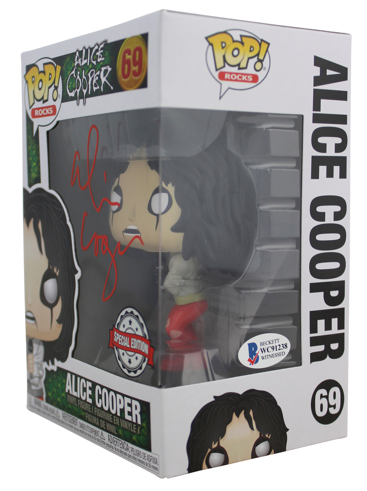 Alice Cooper Signed #69 Funko Pop Vinyl Figure w/ Red Signature BAS Witnessed