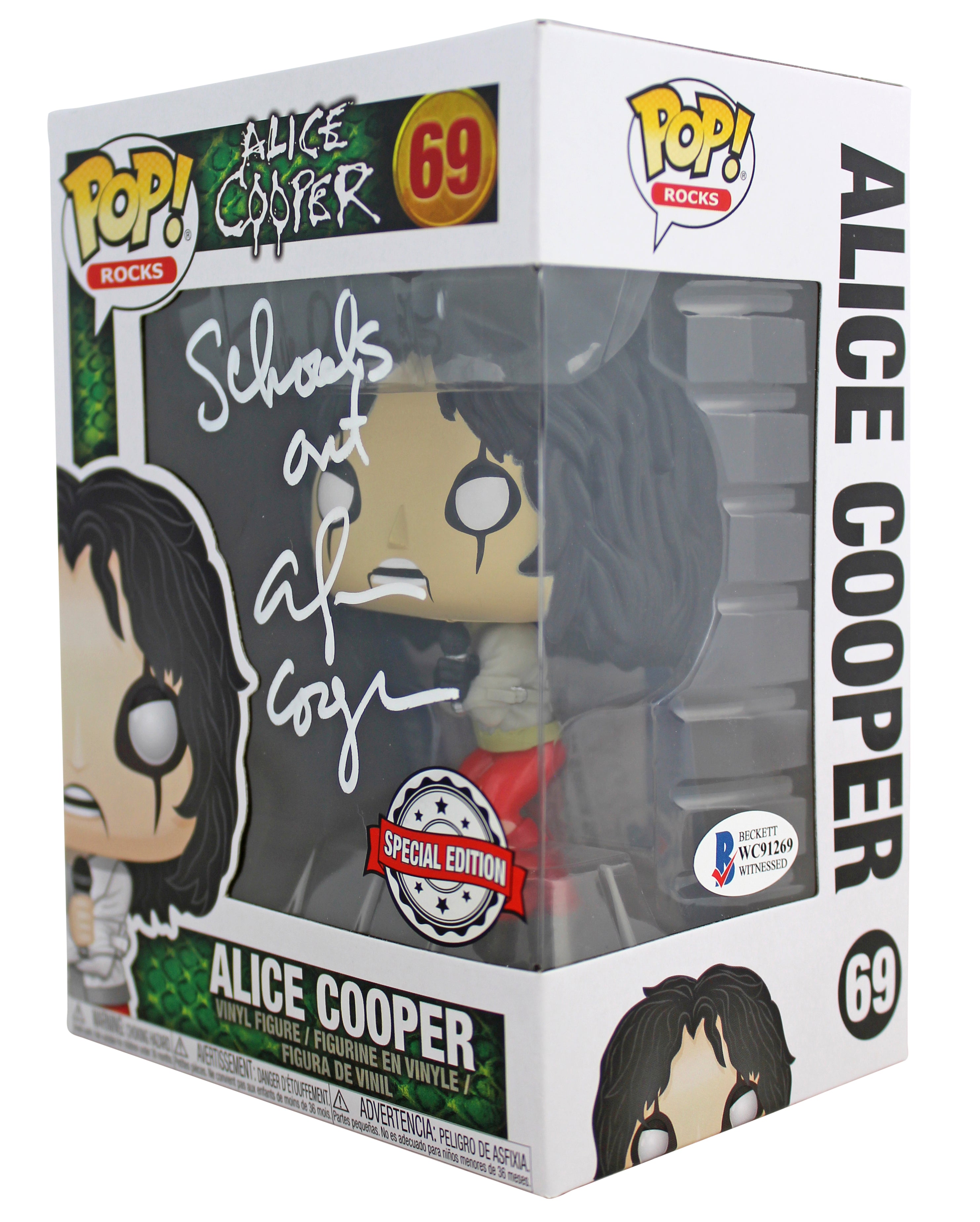 Alice Cooper "Schools Out" Signed #69 Funko Pop Vinyl Figure w/ White Sig BAS