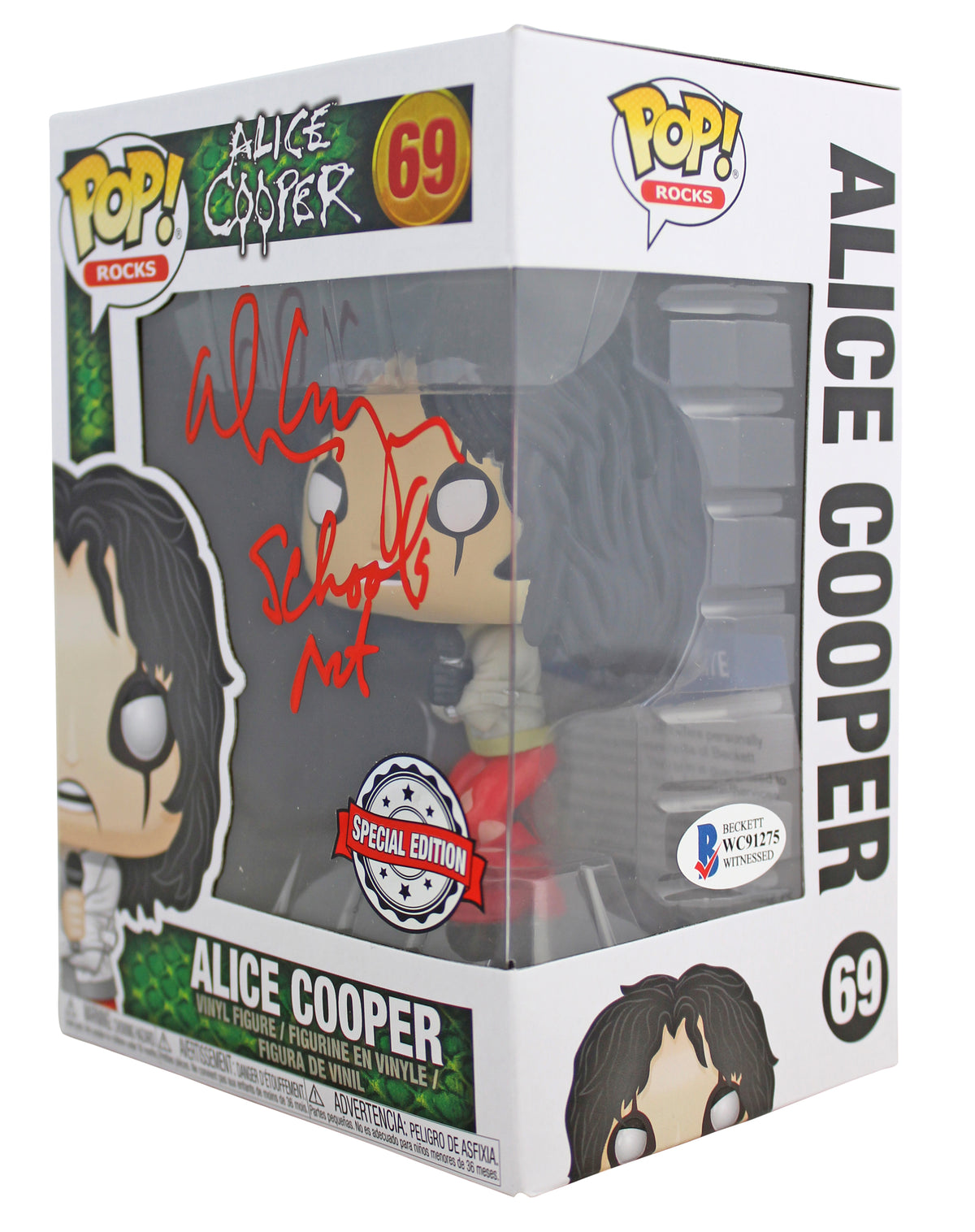 Alice Cooper Schools Out Signed #69 Funko Pop Vinyl Figure BAS Witness #WC91275