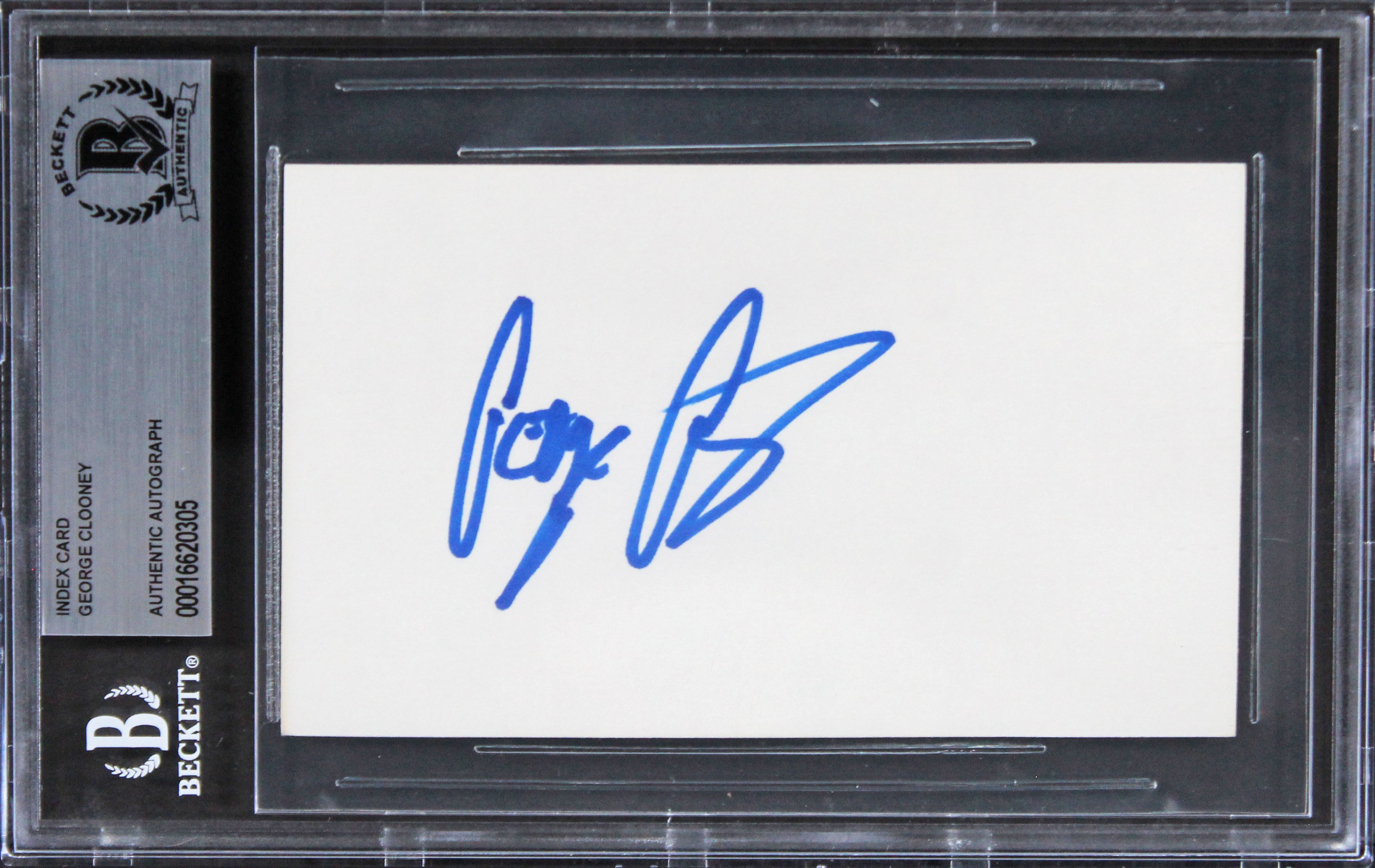 George Clooney From Dusk Till Dawn Authentic Signed 3x5 Index Card BAS Slabbed