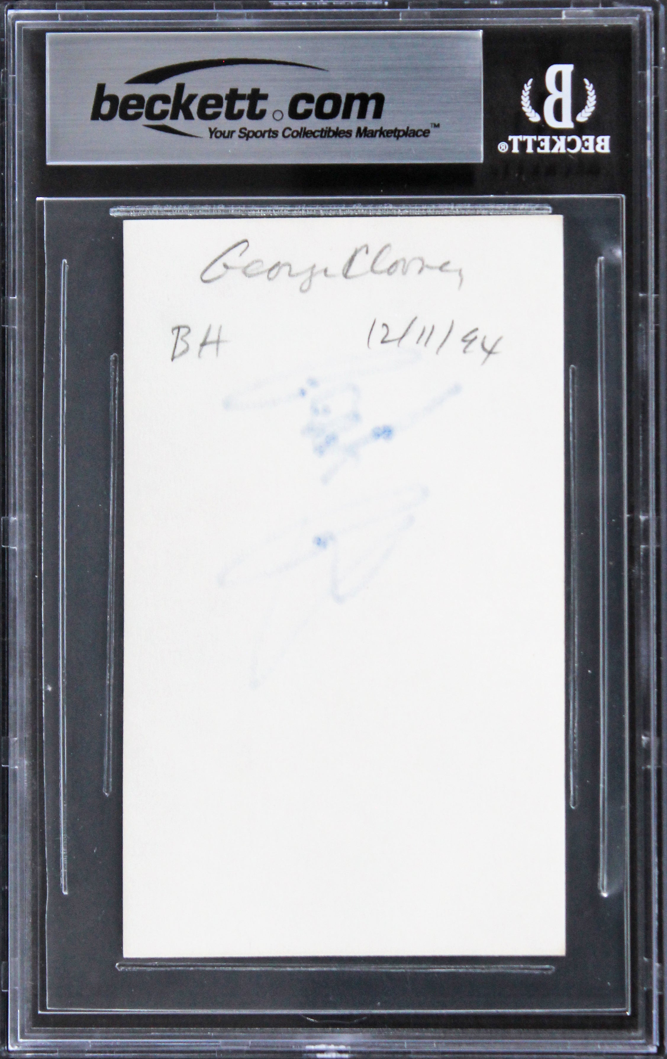 George Clooney From Dusk Till Dawn Authentic Signed 3x5 Index Card BAS Slabbed