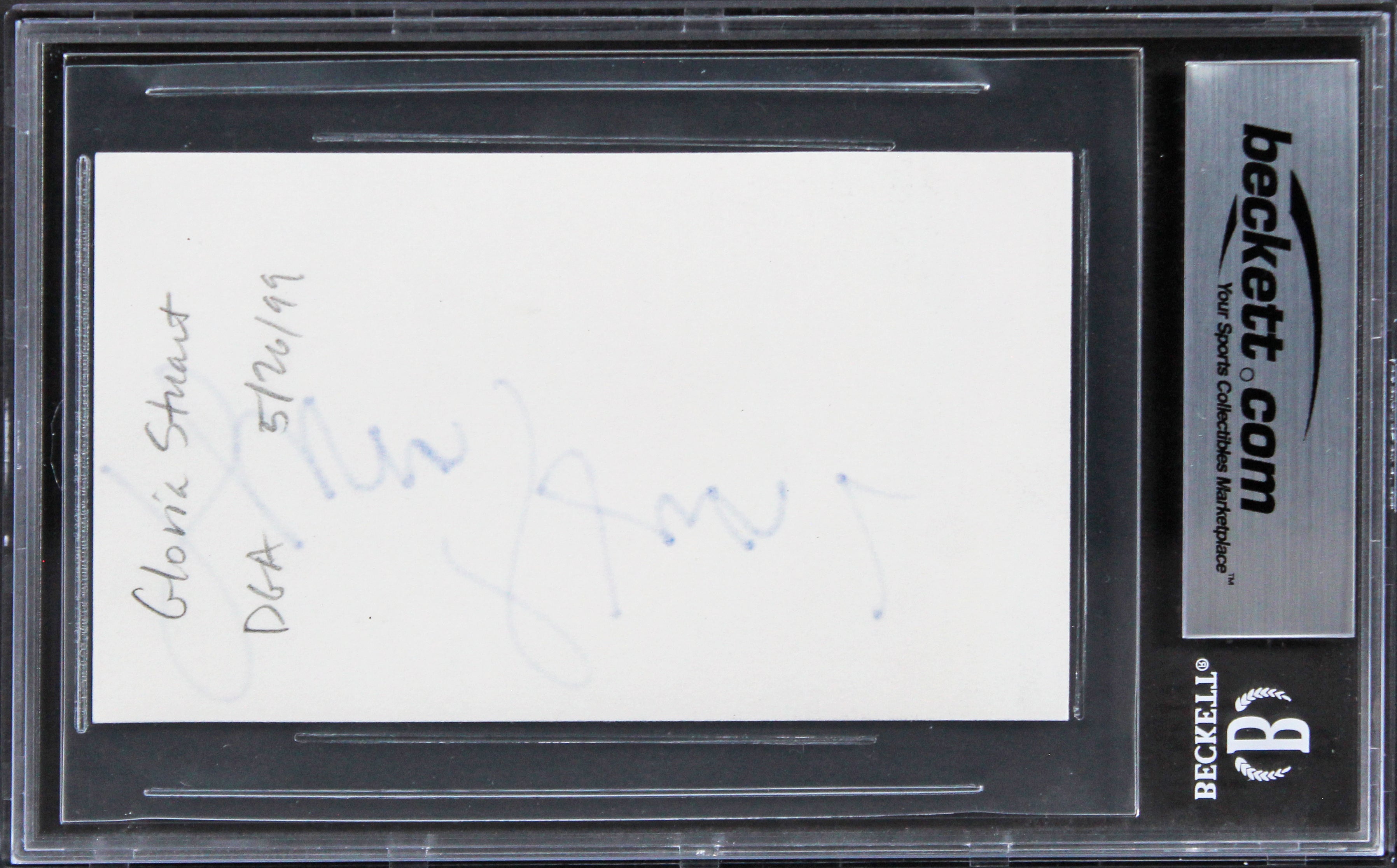 Gloria Stuart Titanic Authentic Signed 3x5 Index Card Autographed BAS Slabbed 3