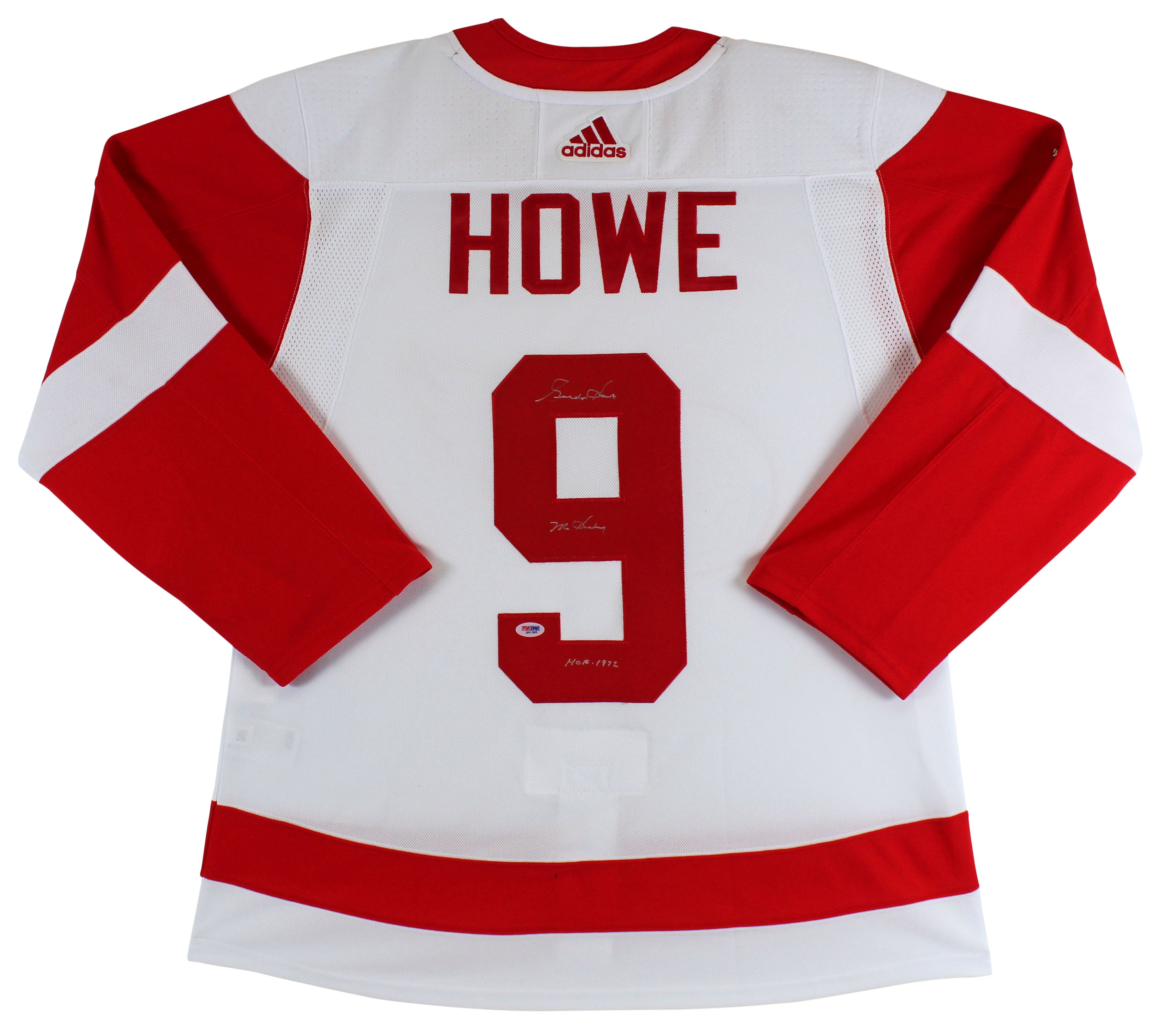 Red Wings Gordie Howe "Mr. Hockey, HOF" Signed White Adidas Size 54 Jersey PSA