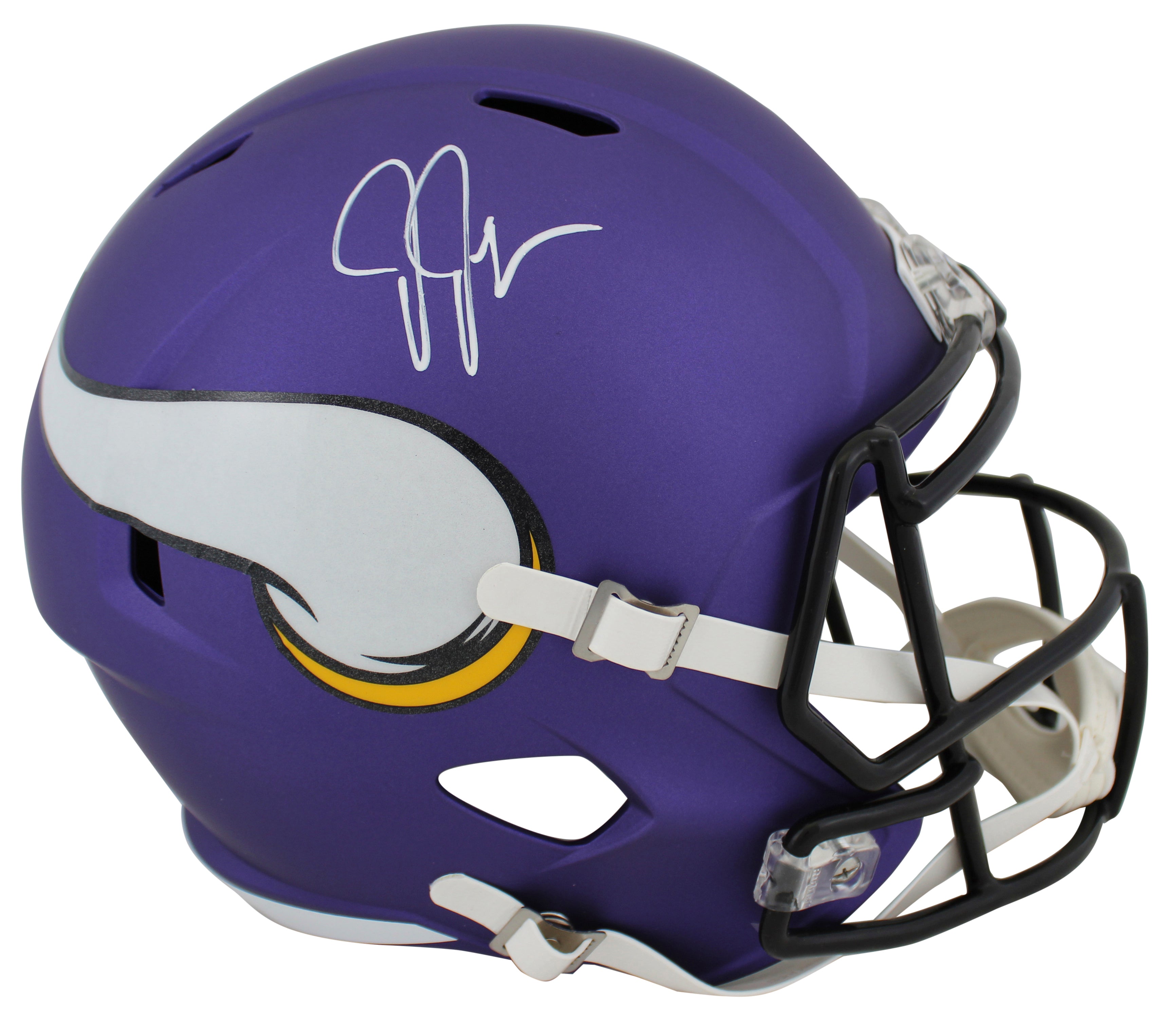 Vikings Justin Jefferson Signed Full Size Speed Rep Helmet w/ Case BAS Witnessed