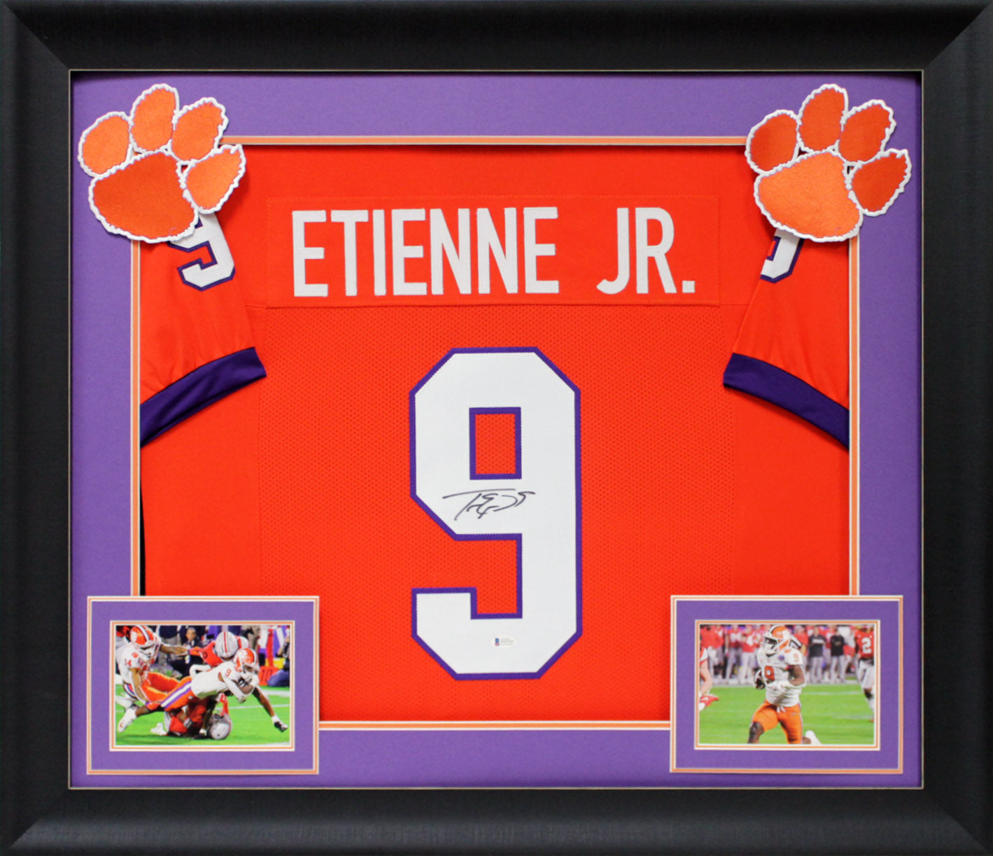 Clemson Travis Etienne Authentic Signed Orange Pro Style Framed Jersey BAS