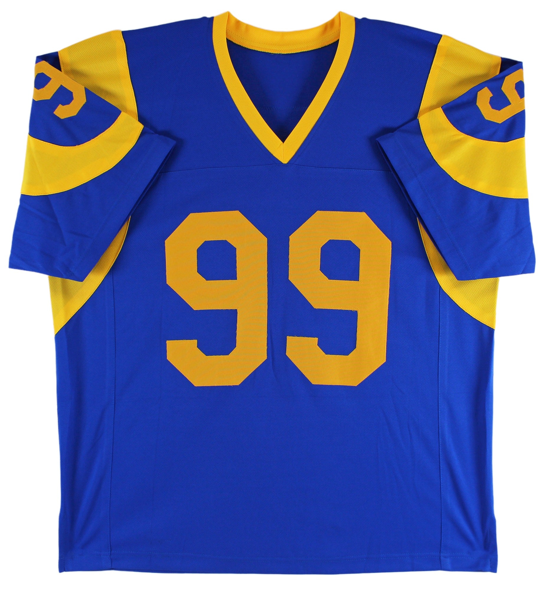 Aaron Donald Authentic Signed Blue Pro Style Jersey w/ Yellow #'s JSA Witness