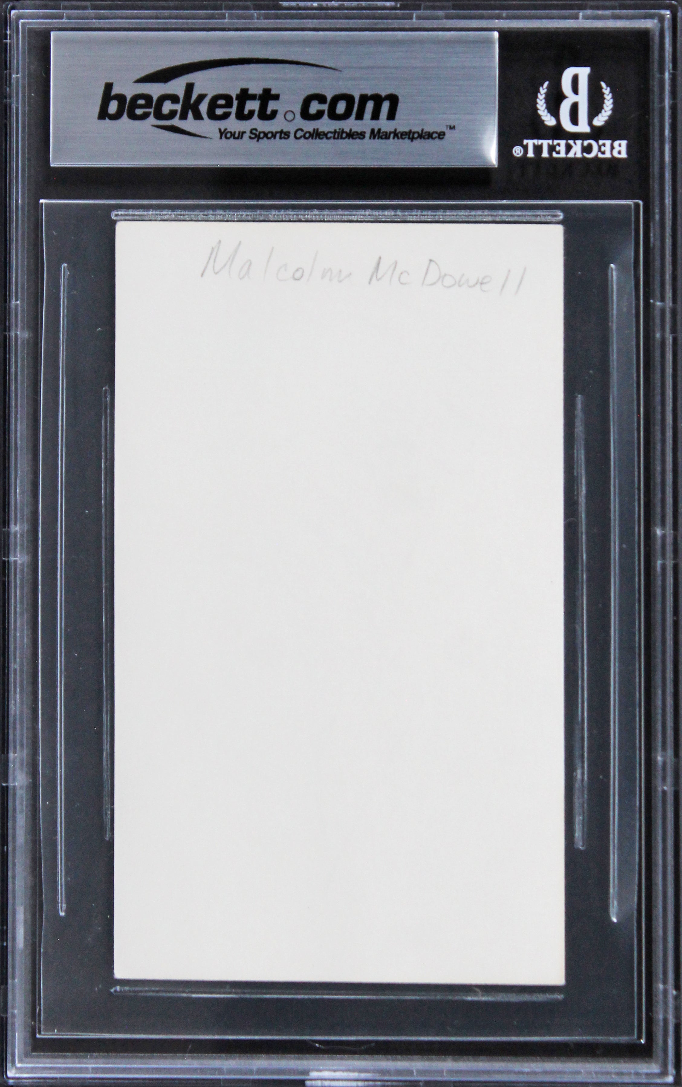Malcolm McDowell Halloween Authentic Signed 3x5 Index Card BAS Slabbed