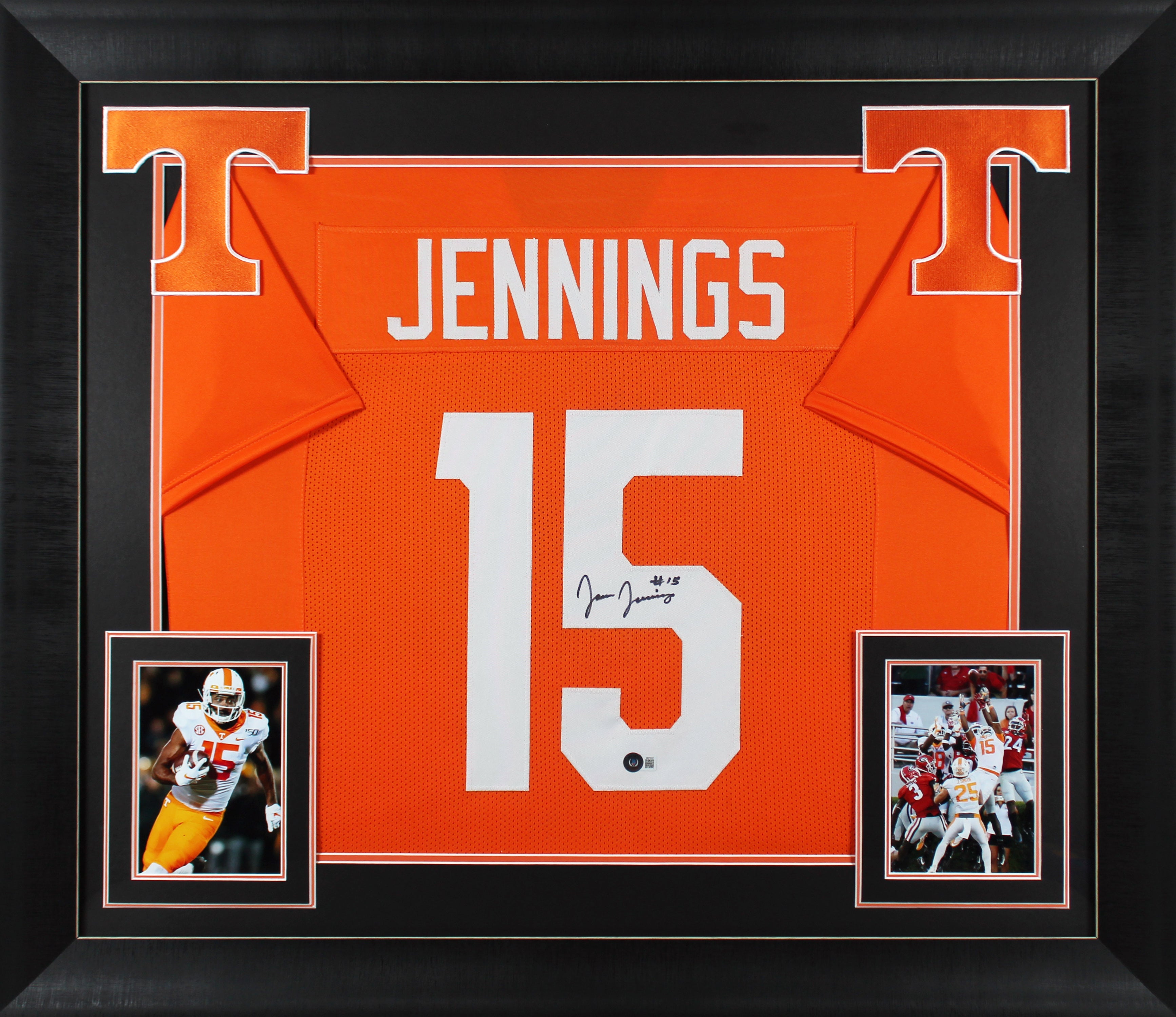 Tennessee Jauan Jennings Authentic Signed Orange Pro Style Framed Jersey BAS Wit