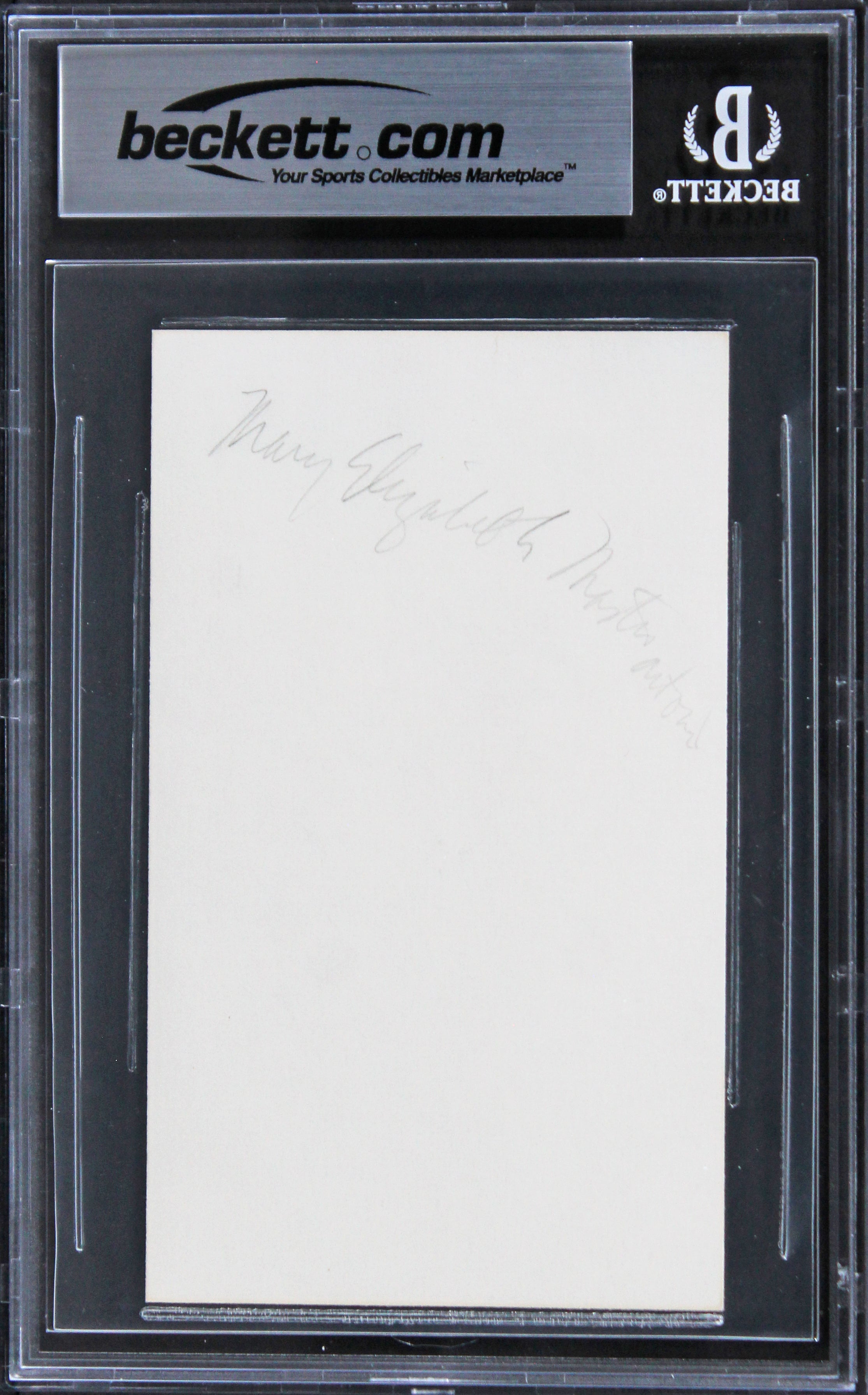 Mary Elizabeth Mastrantonio Robin Hood Signed 3x5 Index Card BAS Slabbed