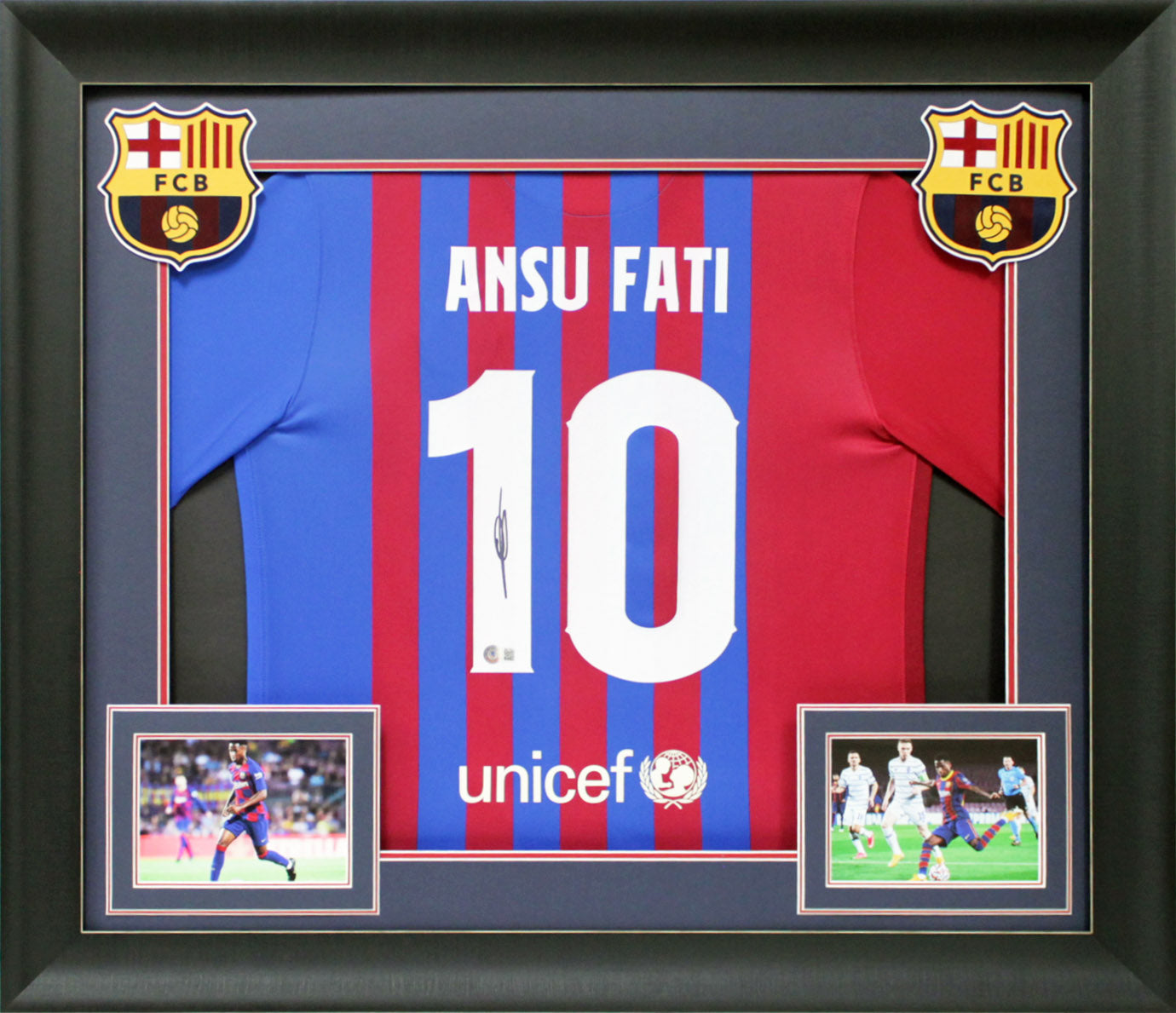 Barcelona Ansu Fati Authentic Signed Blue & Red Nike Framed Jersey BAS