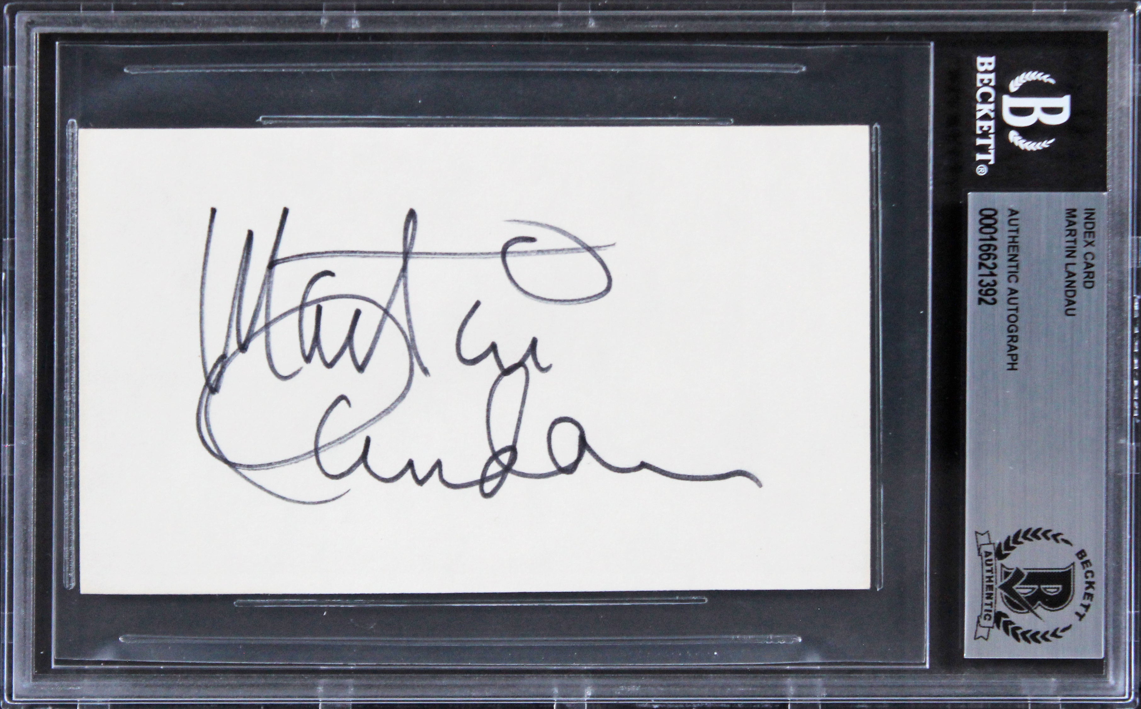 Martin Landau Ed Wood Authentic Signed 3x5 Index Card Autographed BAS Slabbed