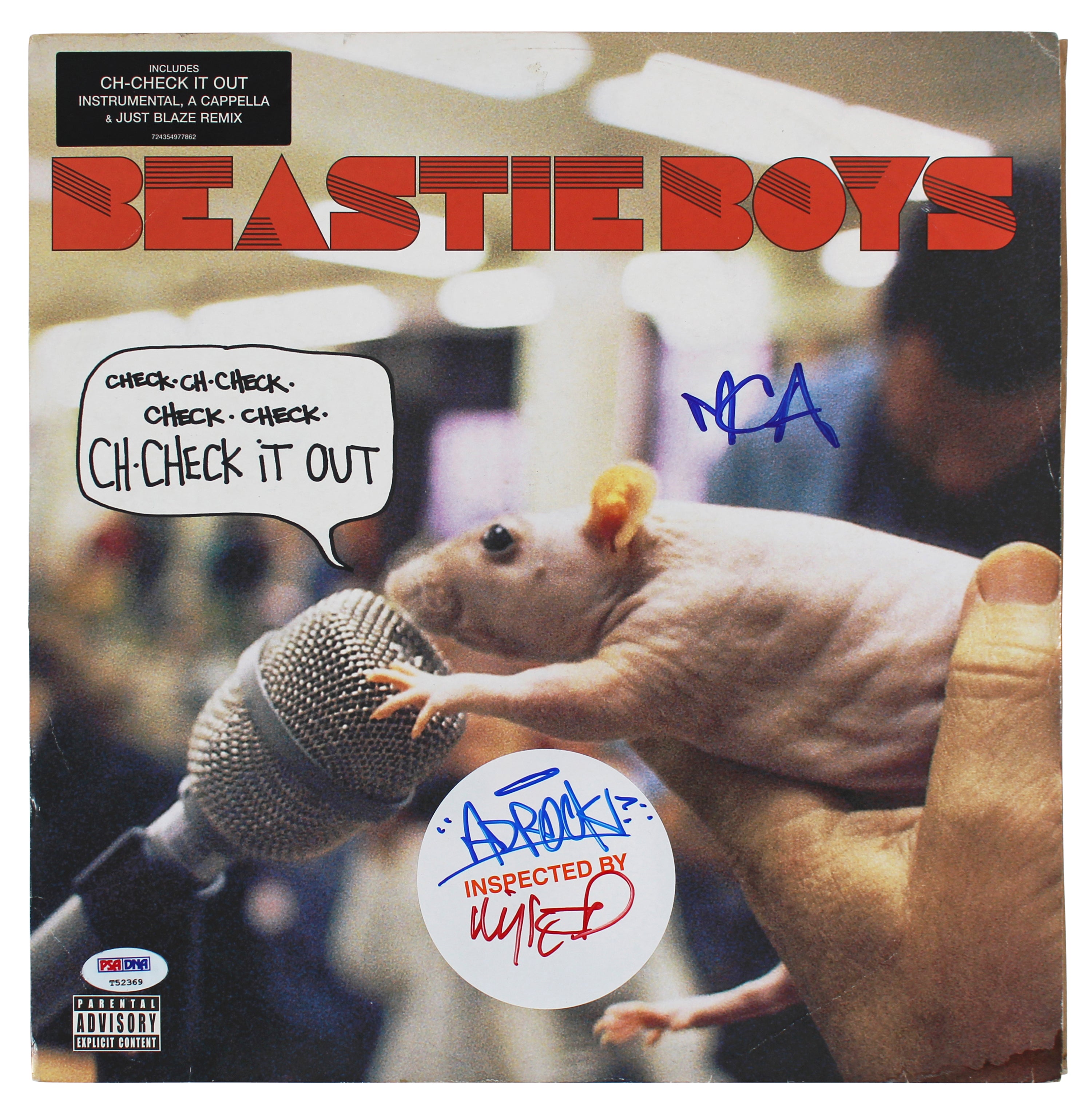 Beastie Boys Ad-Rock, Mike D & MCA Signed Out Album Cover W/ Vinyl BAS #AB76138