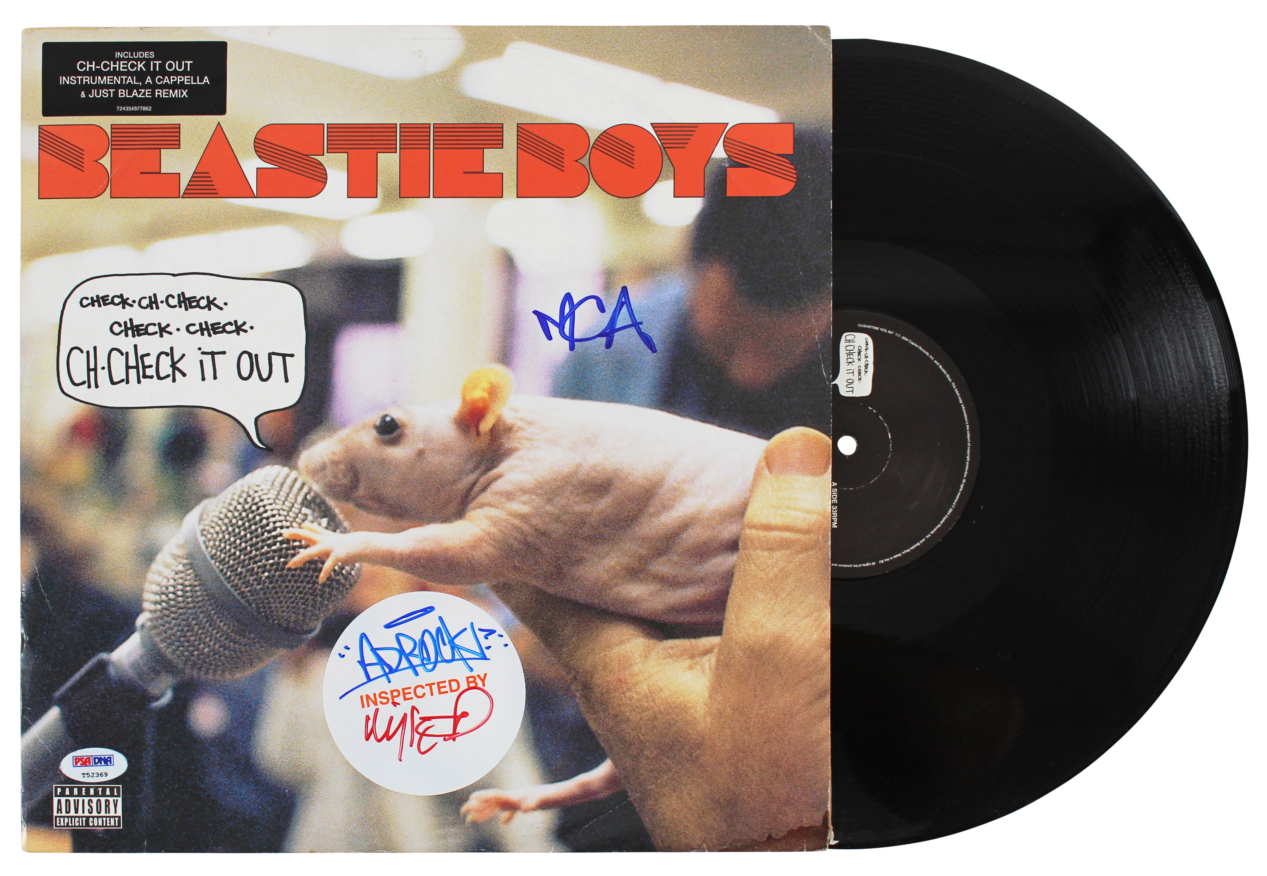 Beastie Boys Ad-Rock, Mike D & MCA Signed Out Album Cover W/ Vinyl BAS #AB76138