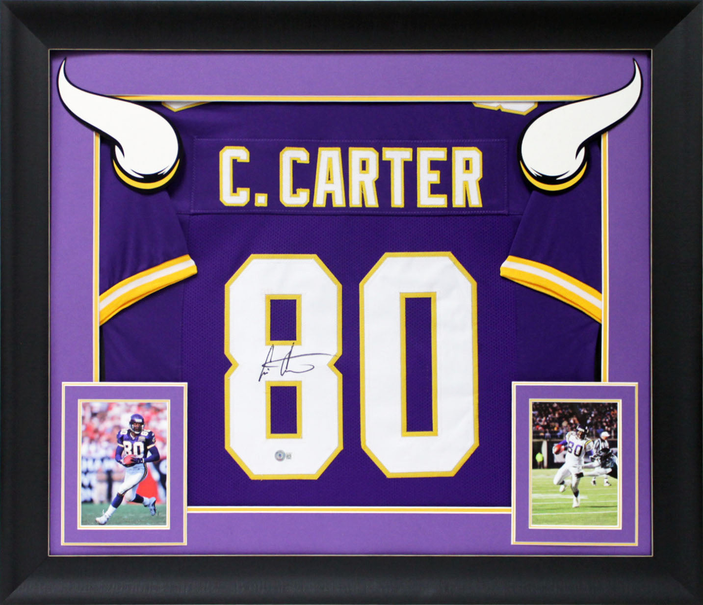 Cris Carter Authentic Signed Purple Pro Style Framed Jersey BAS Witnessed