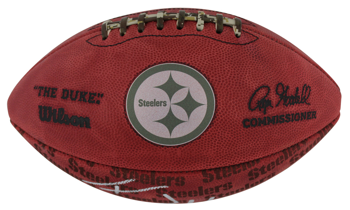Steelers T.J. Watt Signed "The Duke" Team Showcase Football W/ Case BAS Witness