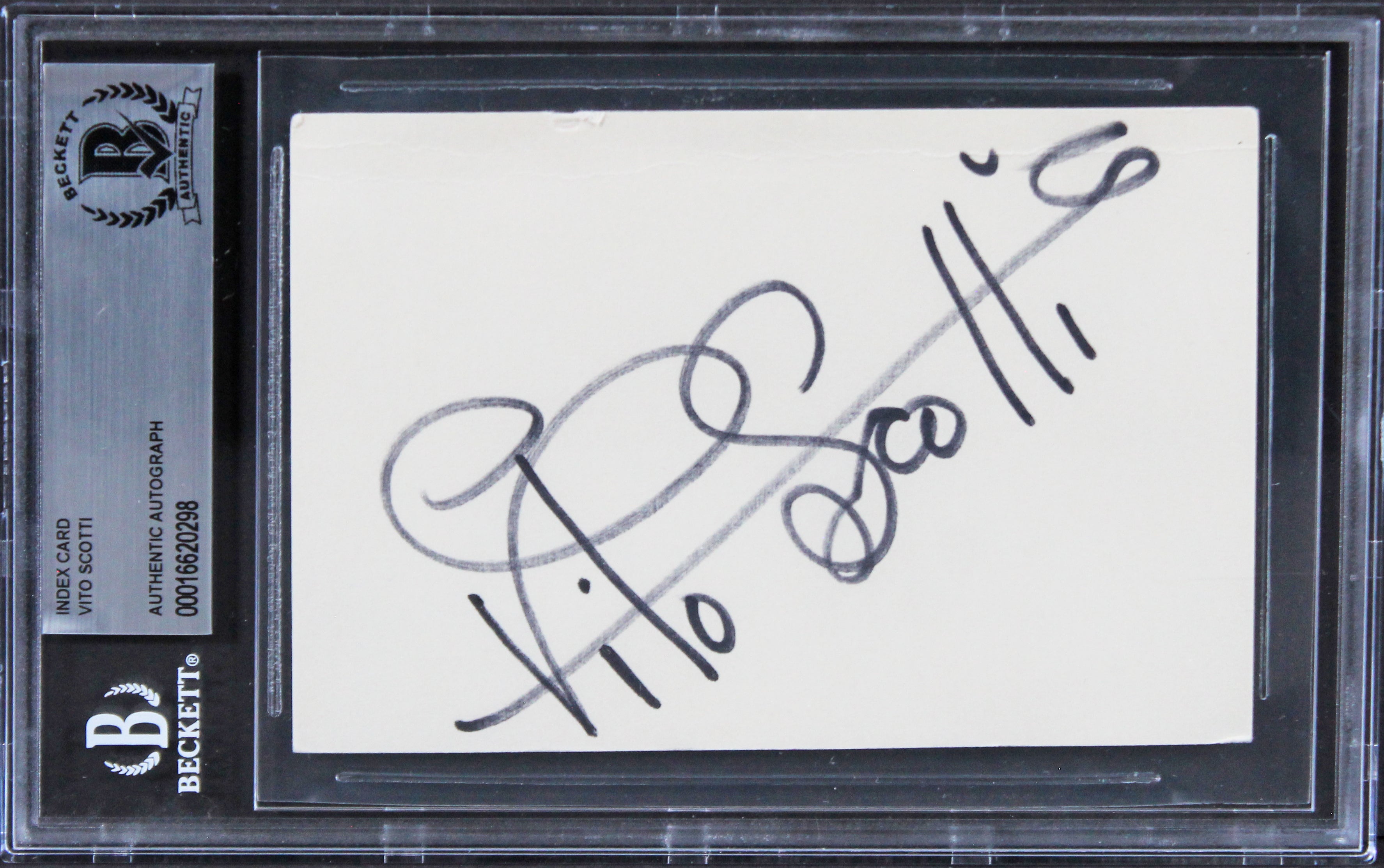 Vito Scotti The Godfather Authentic Signed 3x5 Index Card BAS Slabbed