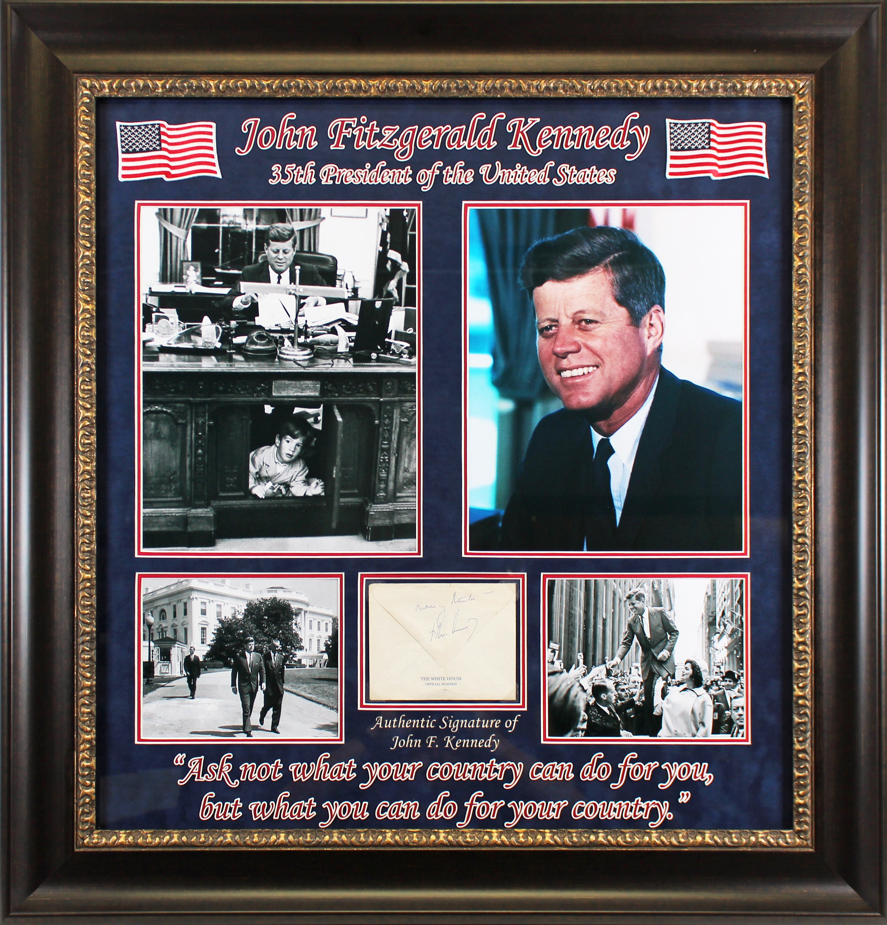 John F. Kennedy "Many Thanks" Authentic Signed & Framed Envelope BAS #AB14595