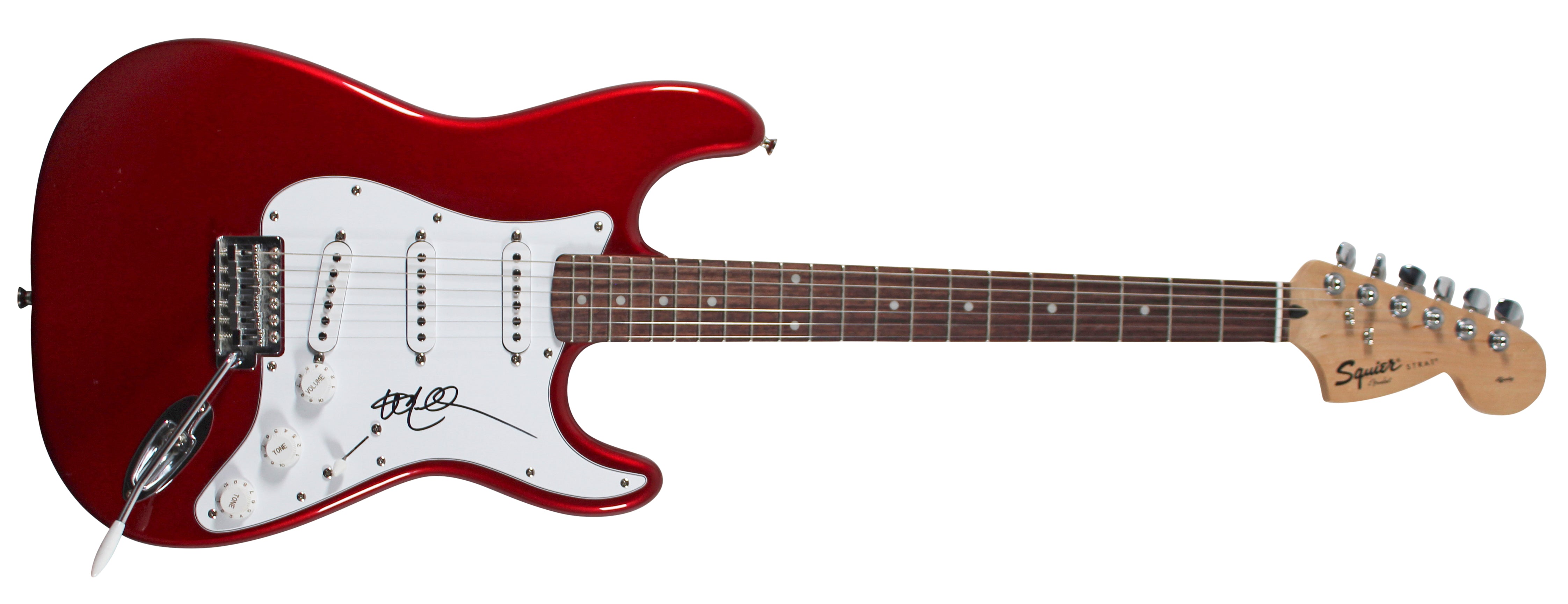 Willie Nelson Authentic Signed Red Fender Squier Electric Guitar JSA #Z51727