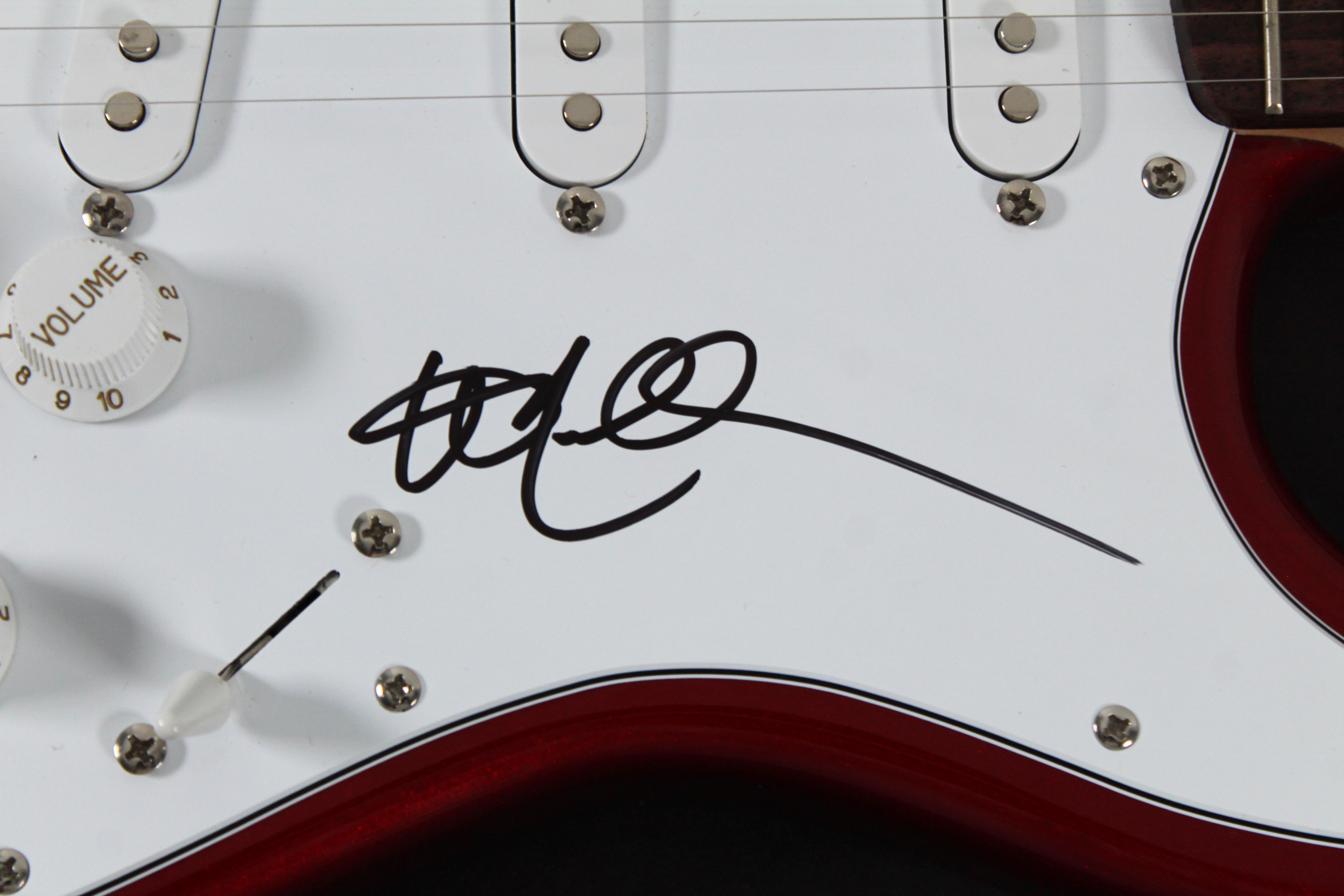 Willie Nelson Authentic Signed Red Fender Squier Electric Guitar JSA #Z51727