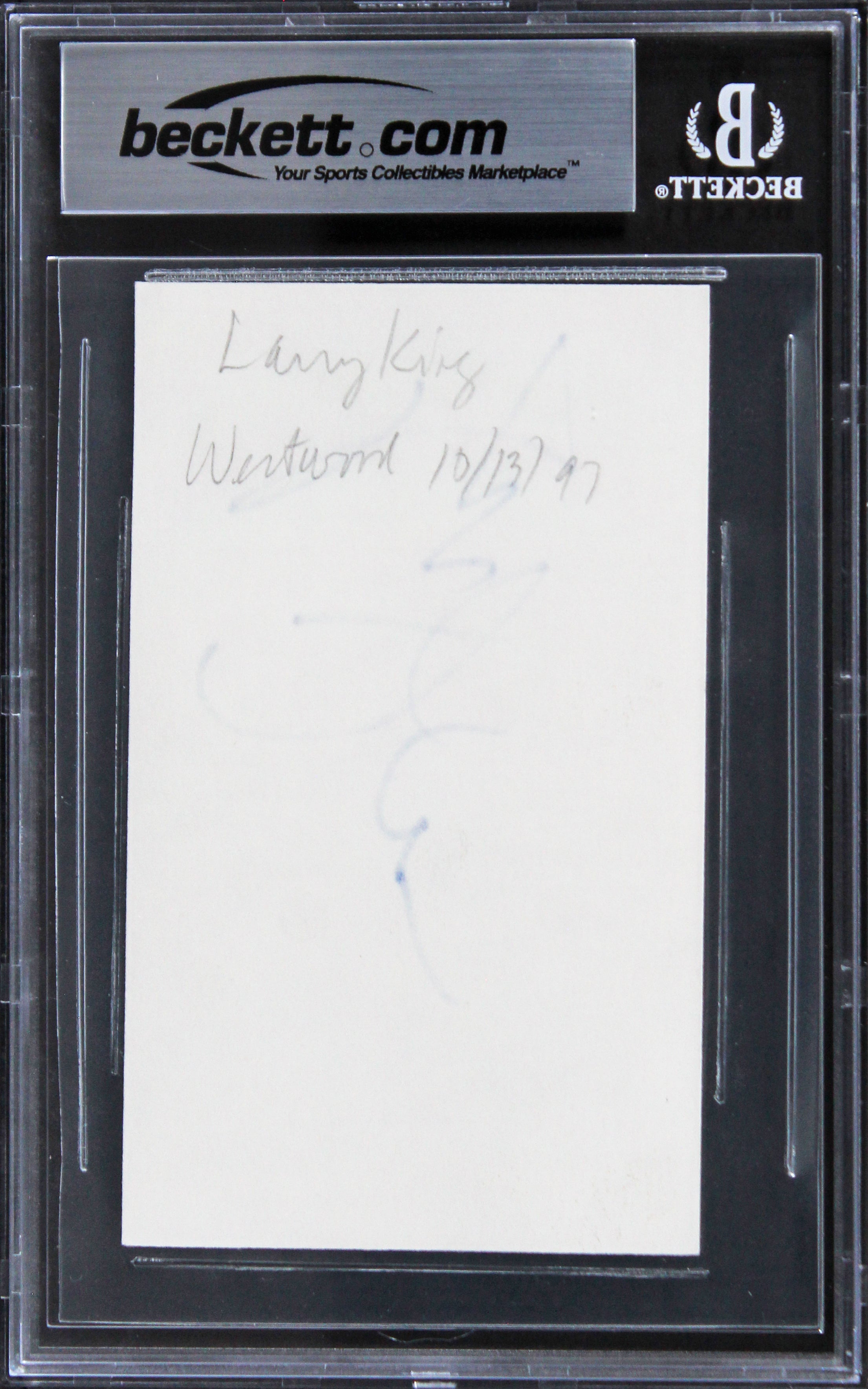 Larry King Ghostbusters Authentic Signed 3x5 Index Card Autographed BAS Slabbed