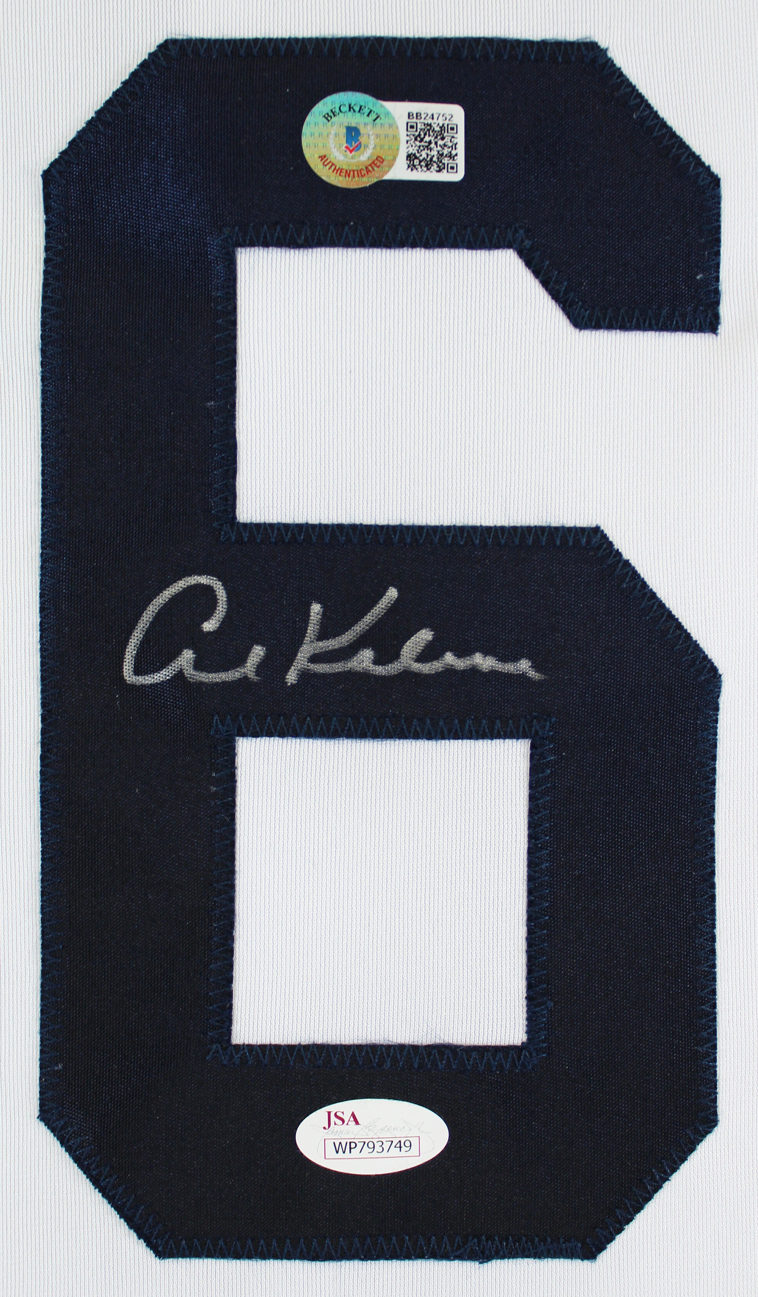 Al Kaline Authentic Signed White Pro Style Jersey w/ Stats Autographed BAS