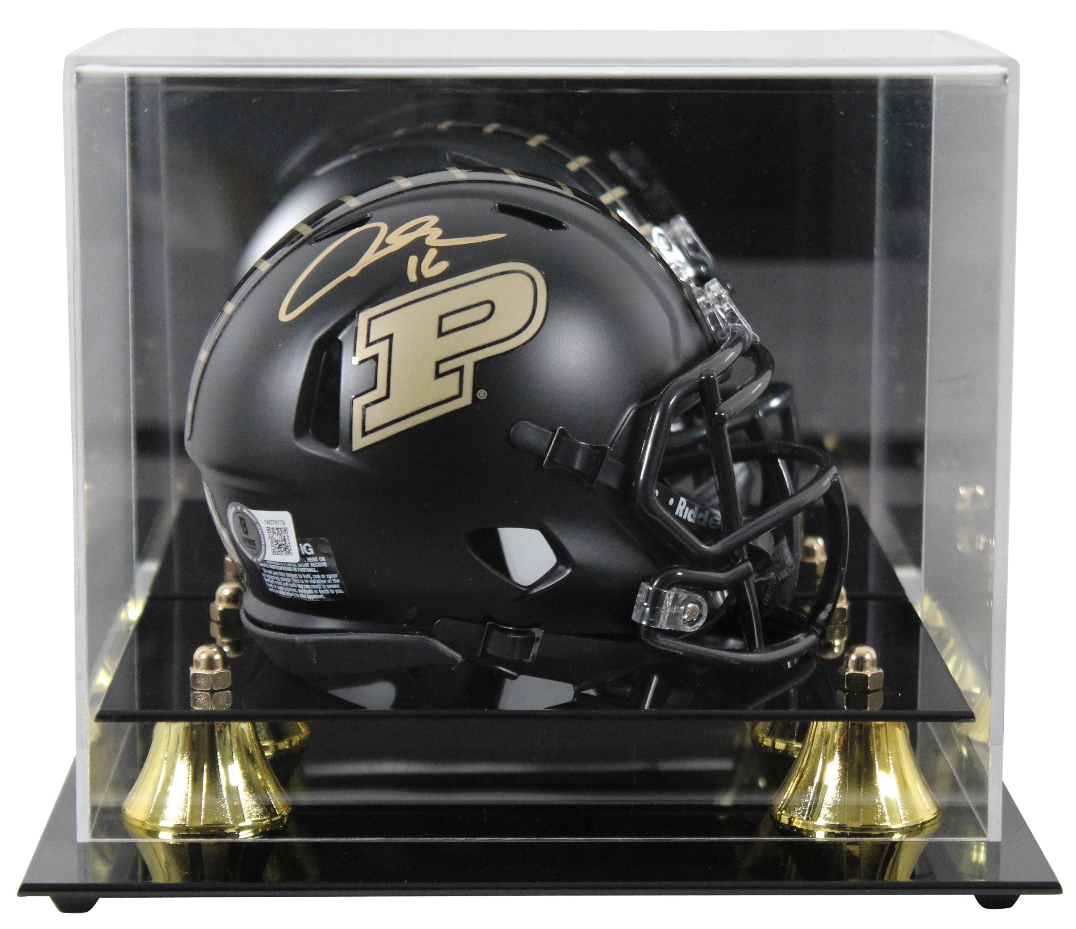 Purdue Aidan O'Connell Authentic Signed Black Speed Mini Helmet w/ Case BAS Wit