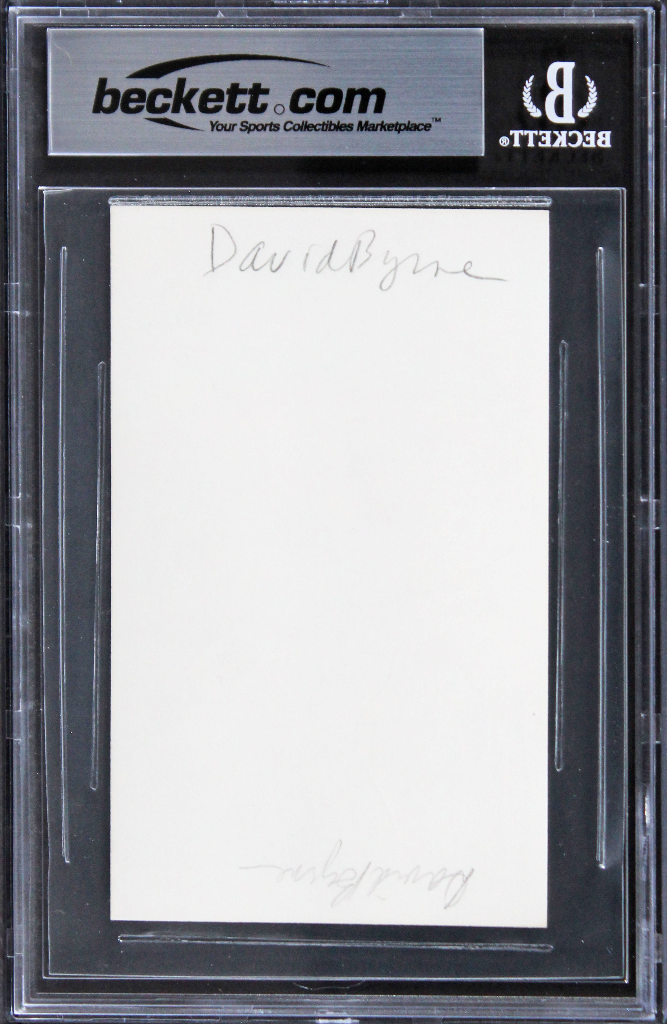 David Byrne Talking Heads Signed 3x5 Index Card Autographed BAS Slabbed 1