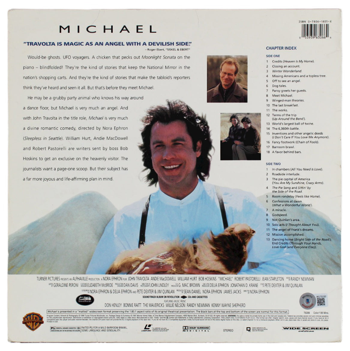 John Travolta Signed Michael Laserdisc Cover W/ Out Laserdisc BAS #BG79192