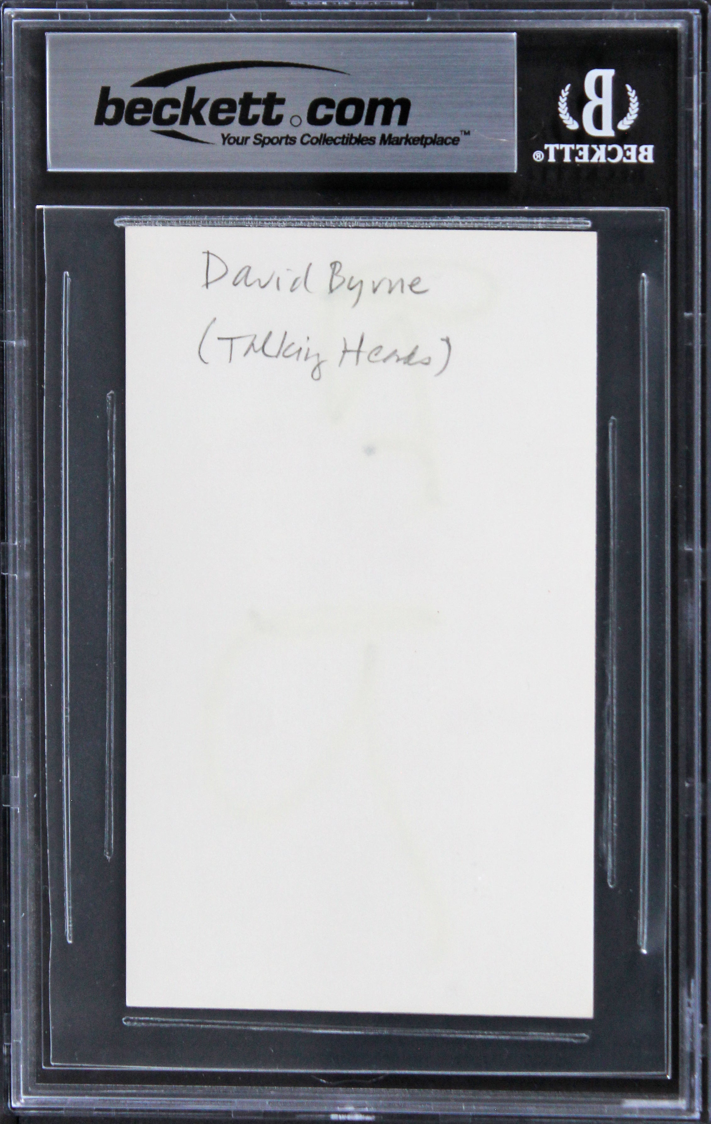 David Byrne Talking Heads Authentic Signed 3x5 Index Card BAS Slabbed 3