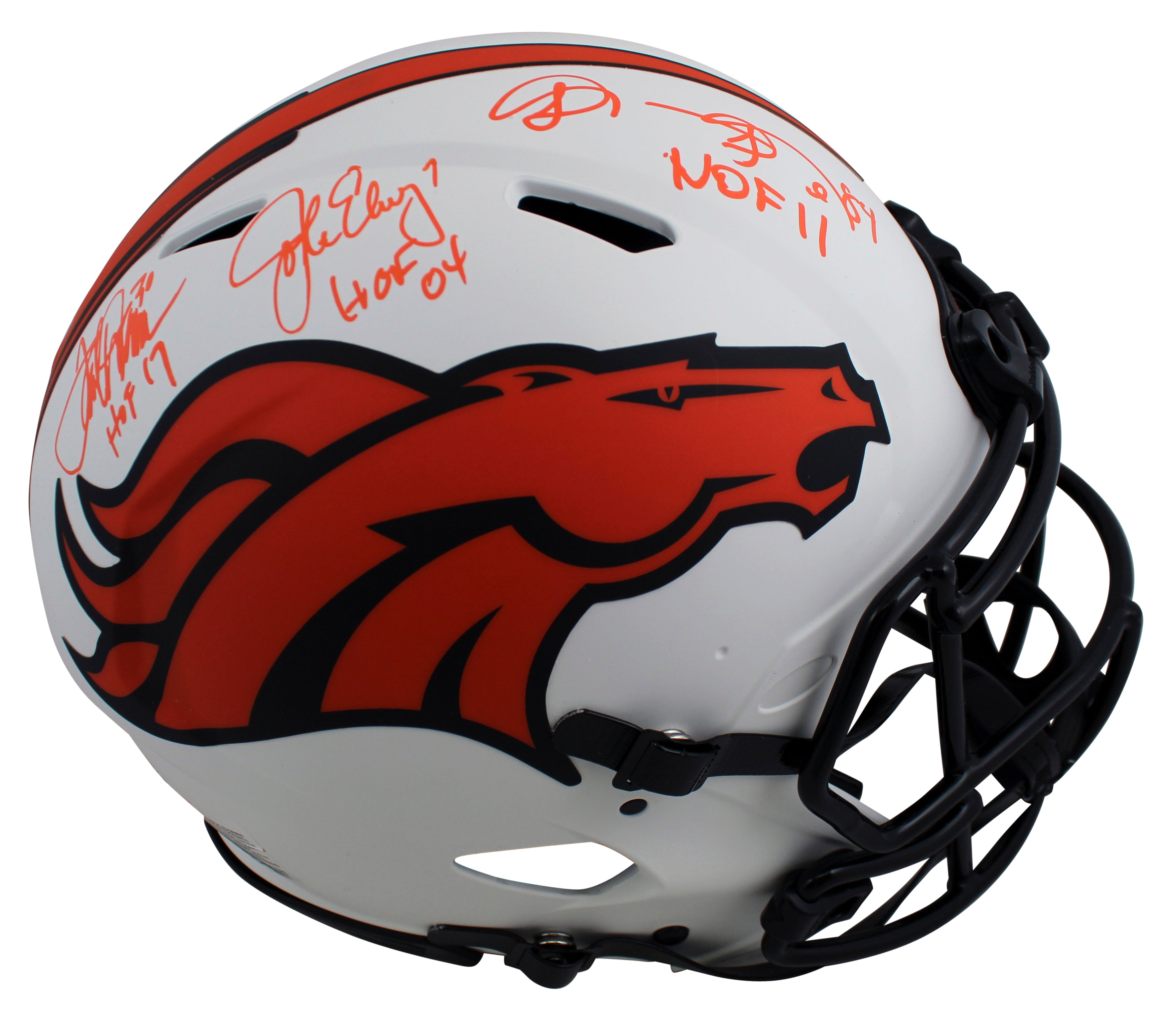 Broncos (3) Elway, Sharpe, & Davis Signed Lunar F/S Speed Proline Helmet BAS Wit