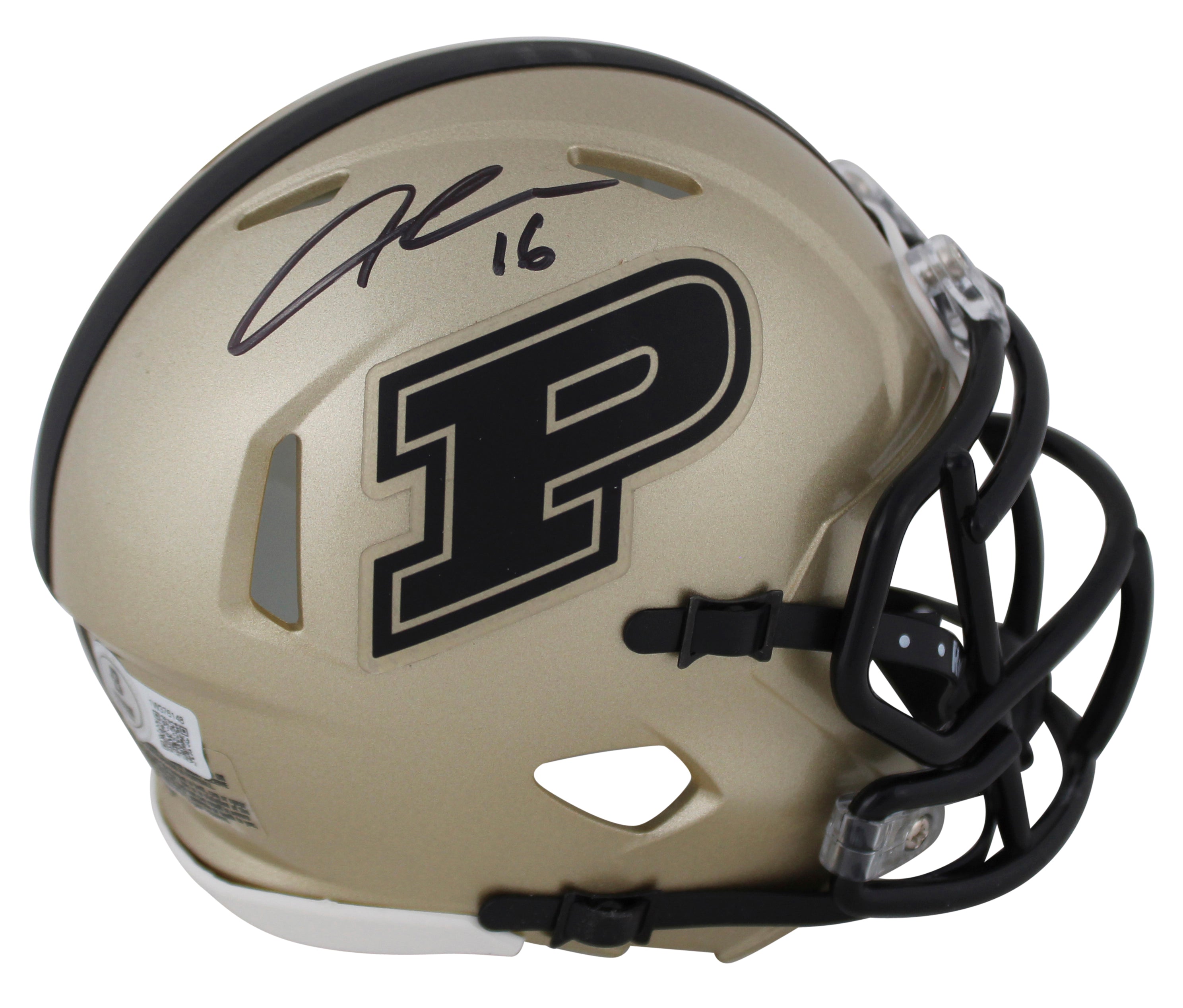 Purdue Aidan O'Connell Authentic Signed Gold Speed Mini Helmet w/ Case BAS Wit