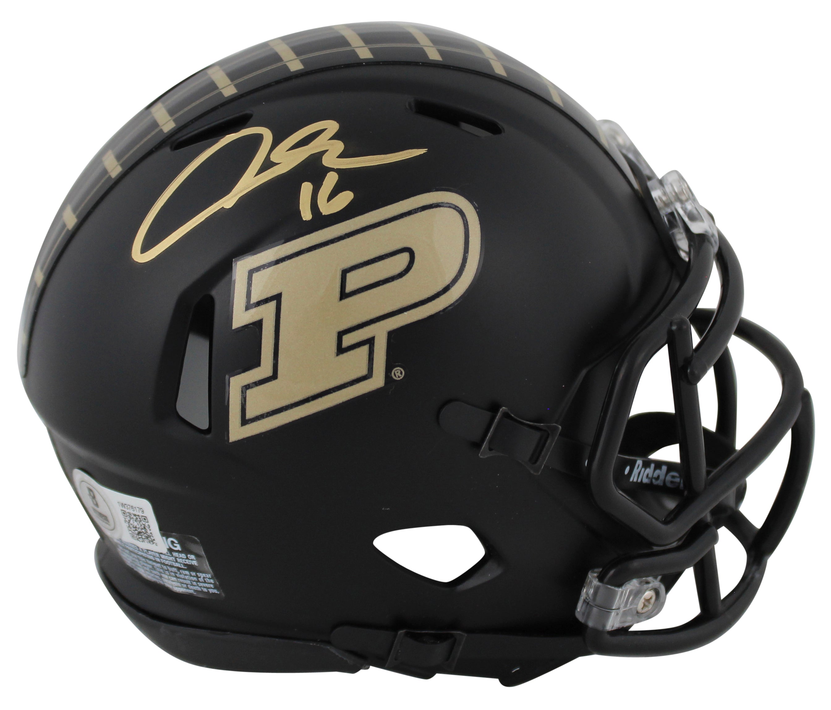 Purdue Aidan O'Connell Authentic Signed Black Speed Mini Helmet w/ Case BAS Wit